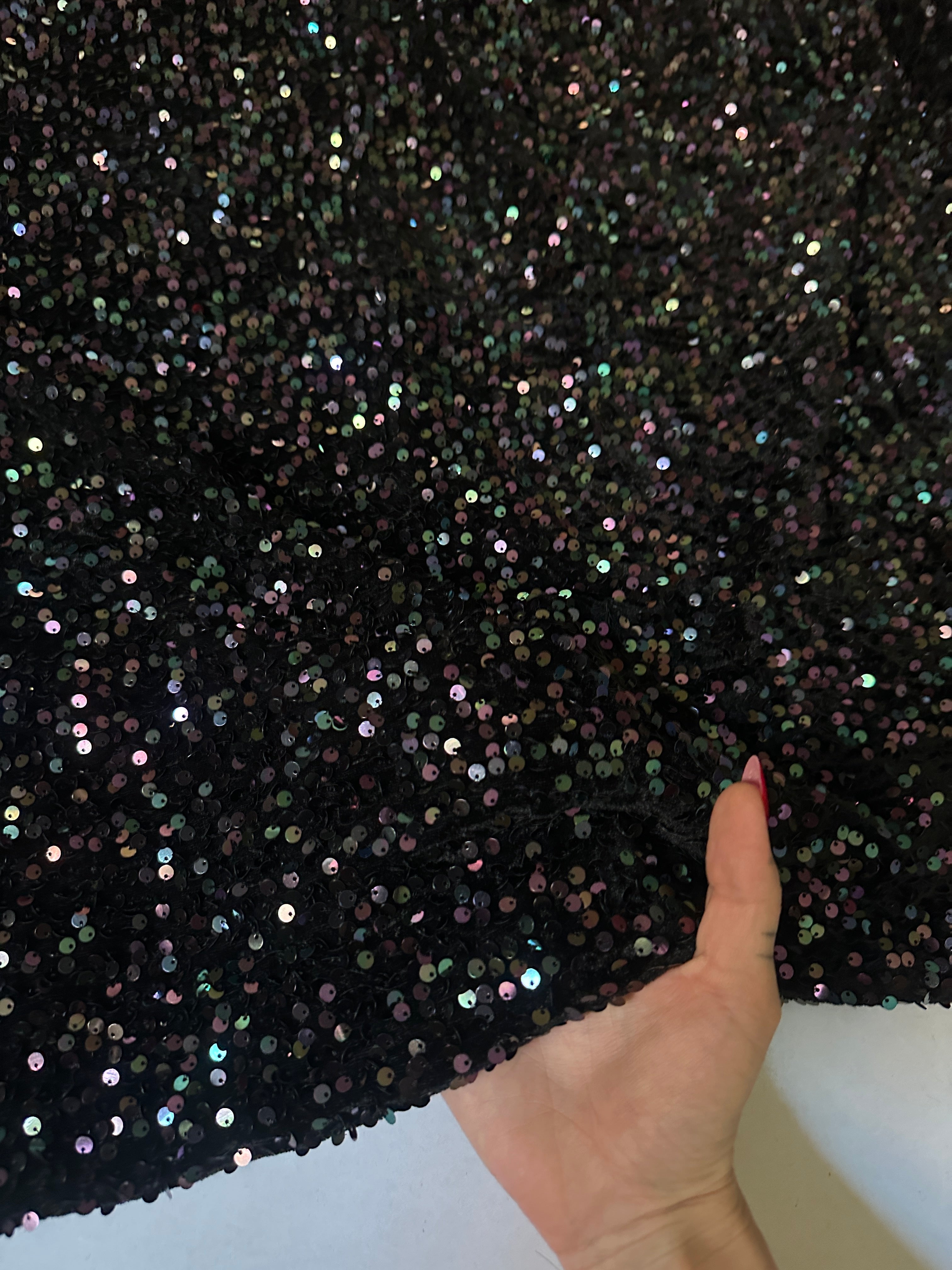 Black Sequins Velvet, Fabric Store, Sewing Store, Cheap Fabric Store, Kiki Textiles, Textile by the Yard