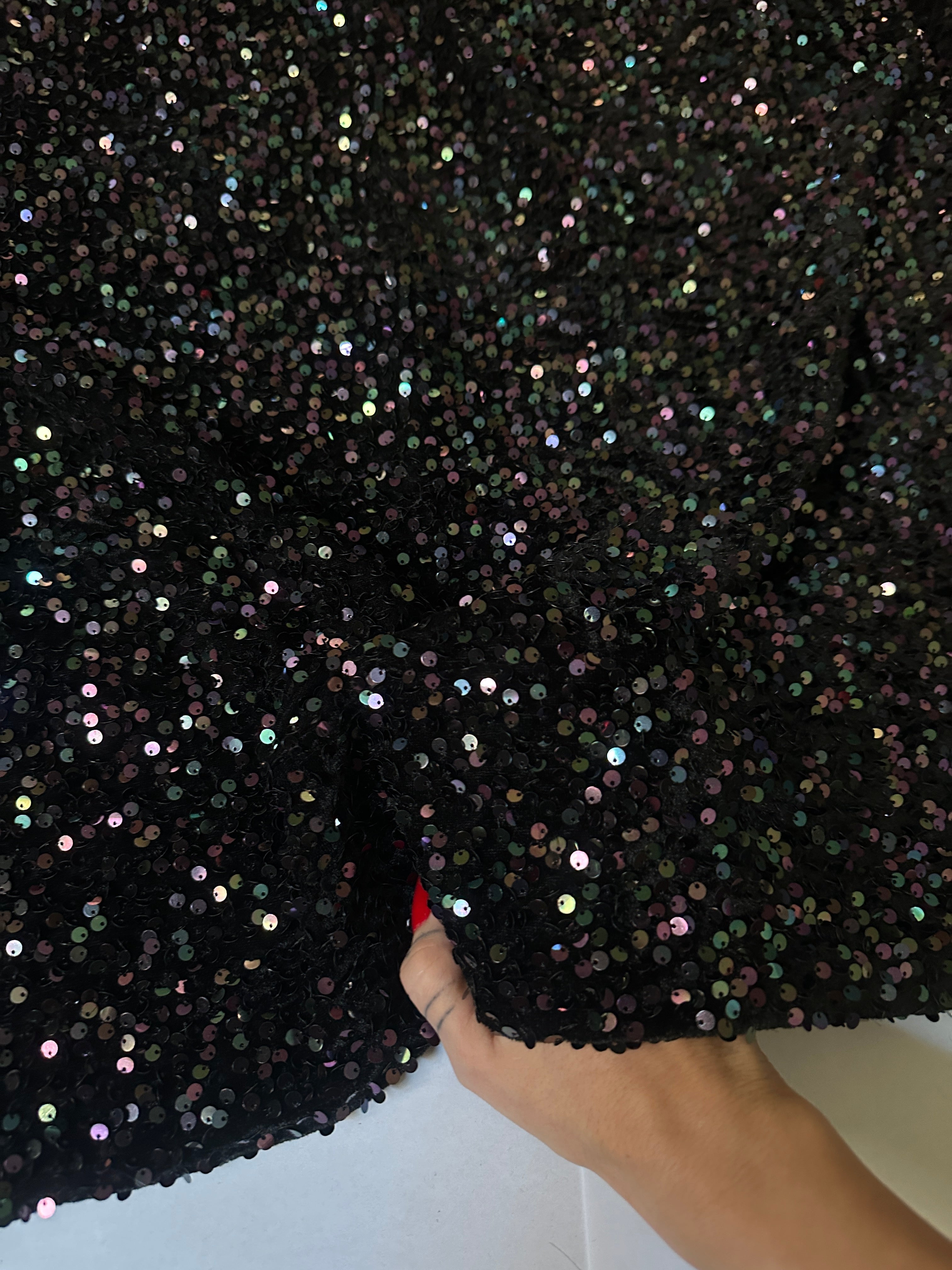 Black Sequins Velvet, Fabric Store, Sewing Store, Cheap Fabric Store, Kiki Textiles, Textile by the Yard