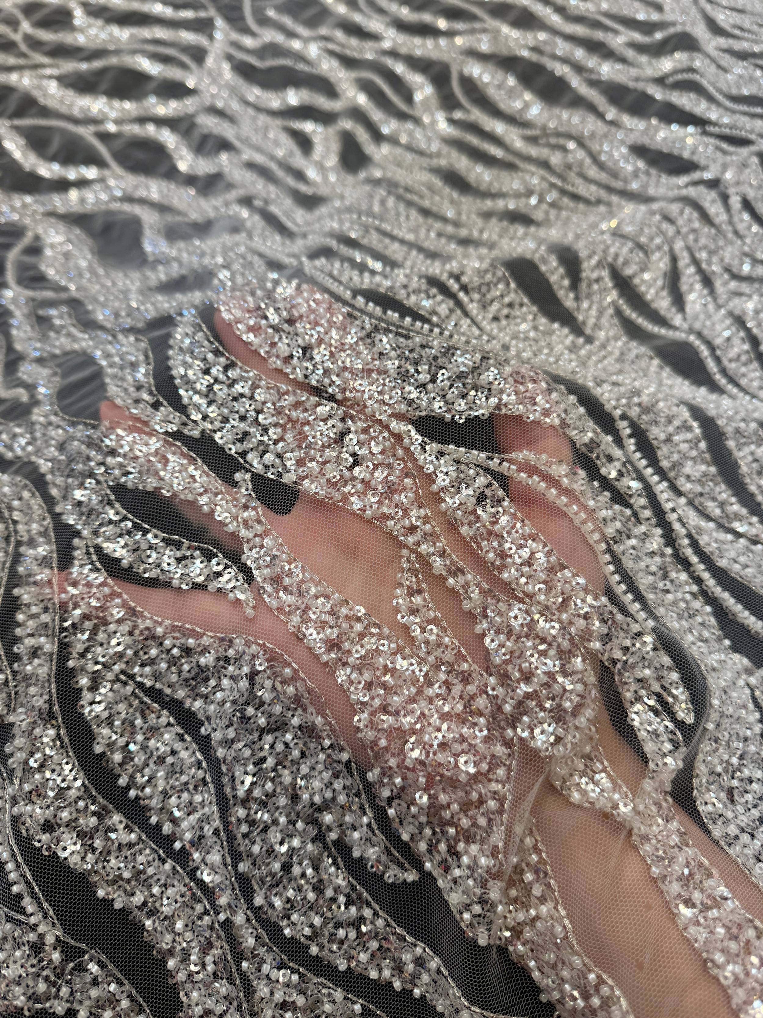 Silver Flame Sequin Beaded Lace, Kiki Sewing Store, Kiki Luxury Fabric, Cheap Fabric Store, Kiki Textiles, Kiki Textile by the Yard, Kiki Textile USA