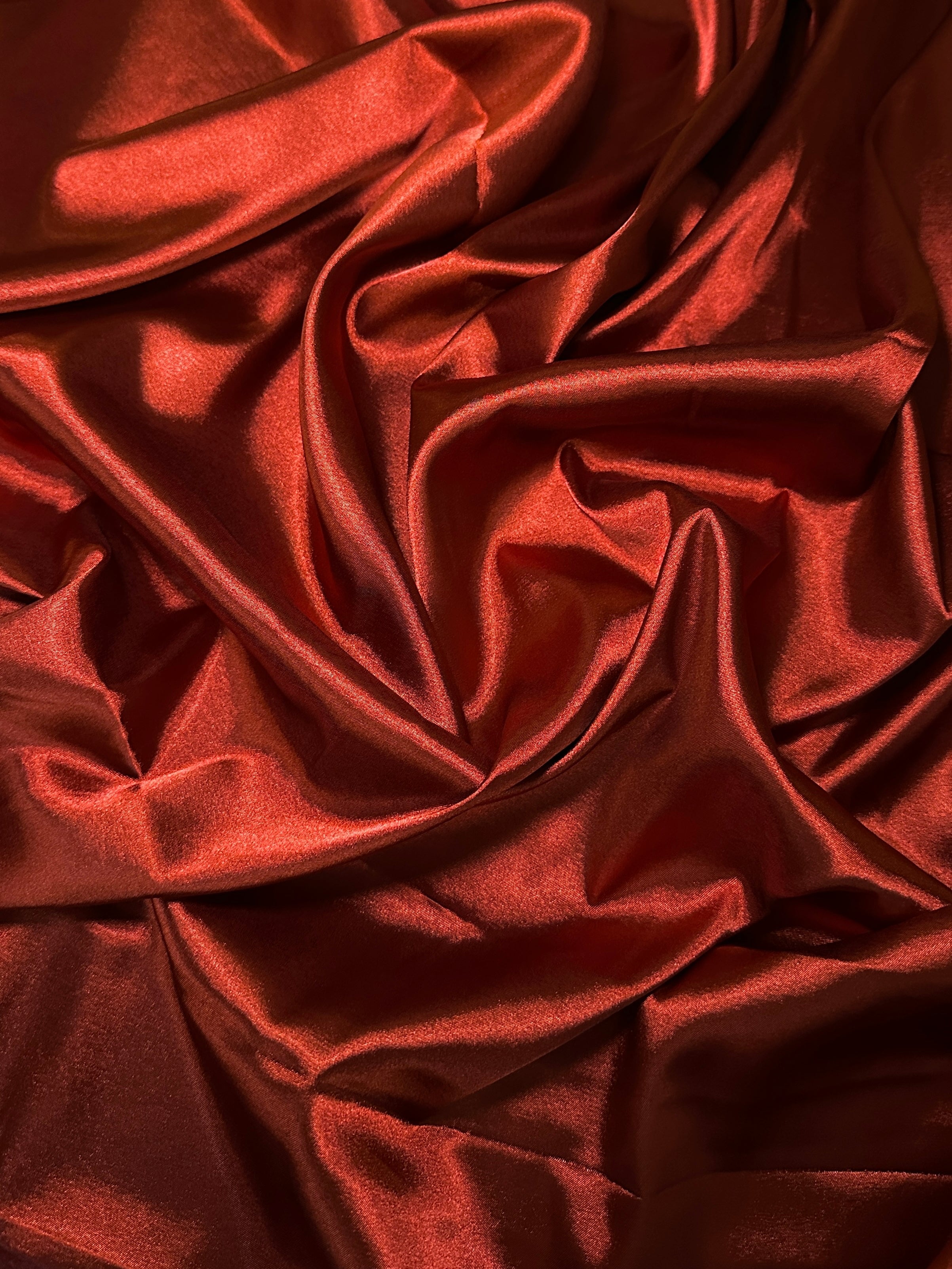 Rust Stretch Crepe Back Satin, Stretch crepe back satin, premium stretch crepe back satin, satin for bride, satin for woman, satin in low price, cheap satin, satin on sale