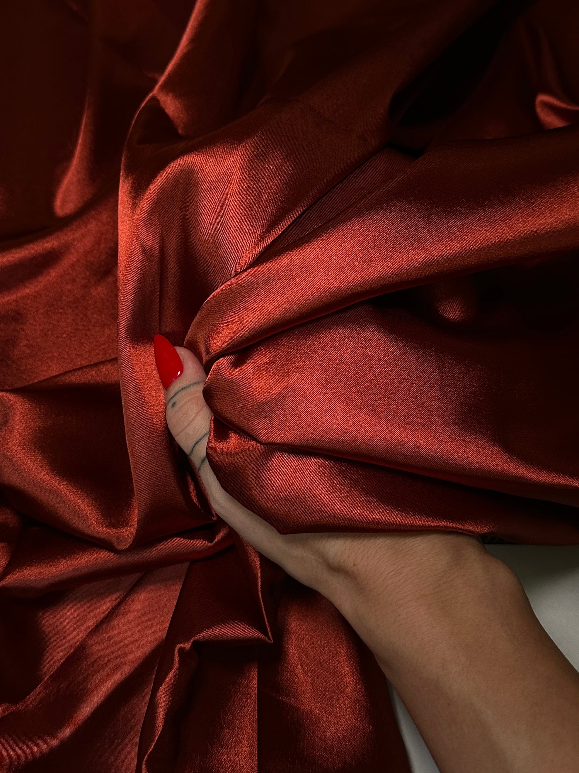 Rust Stretch Crepe Back Satin, Fabric Store, Sewing Store, Cheap Fabric Store, Kiki Textiles, Textile by the Yard