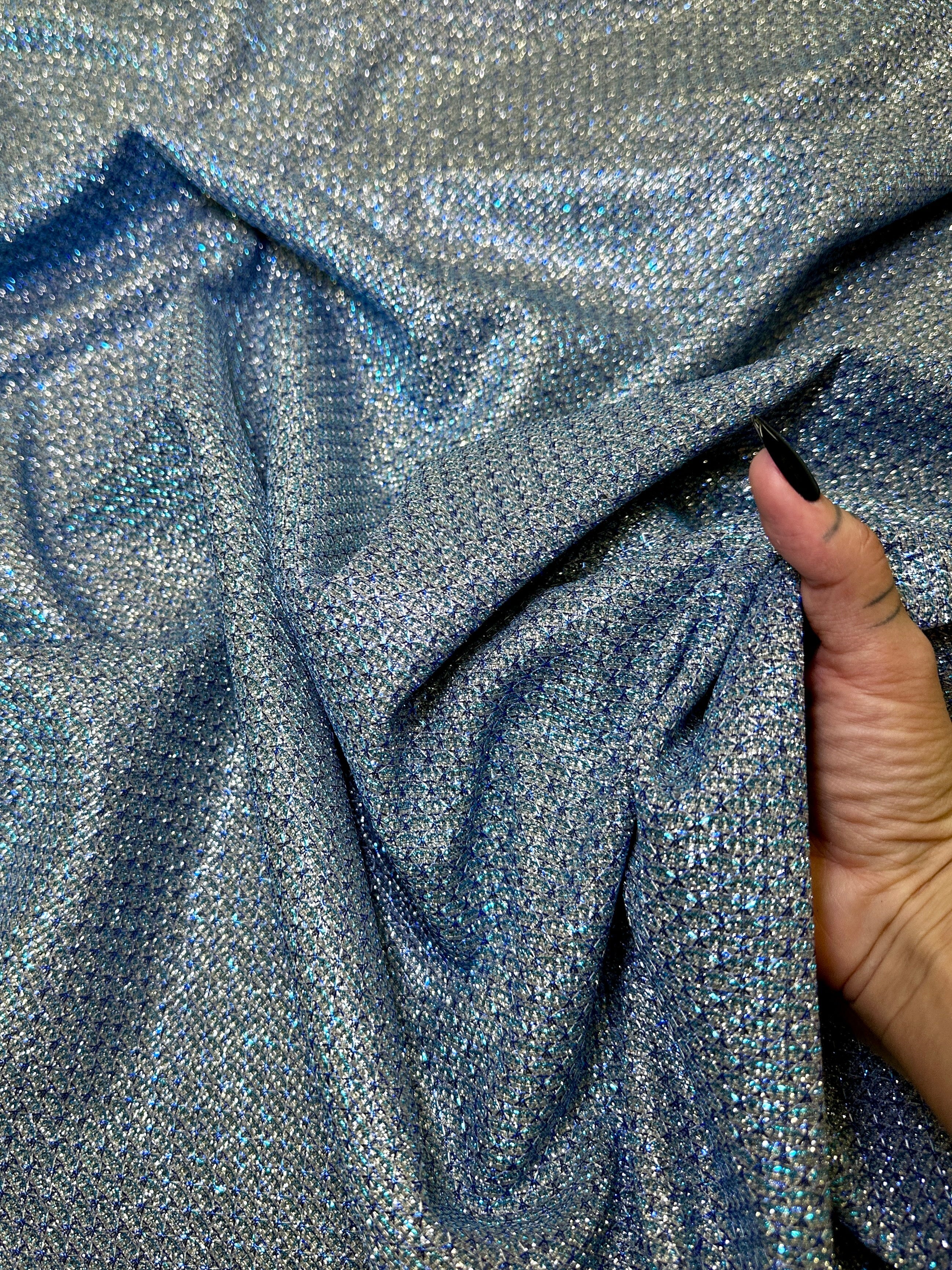 Baby Blue Shimmery Metallic Brocade, Brocade for woman, shiny fabric for bride, Metallic Brocade, Brocade in low price, Shimmery fabric for party wear, Brocade for gown