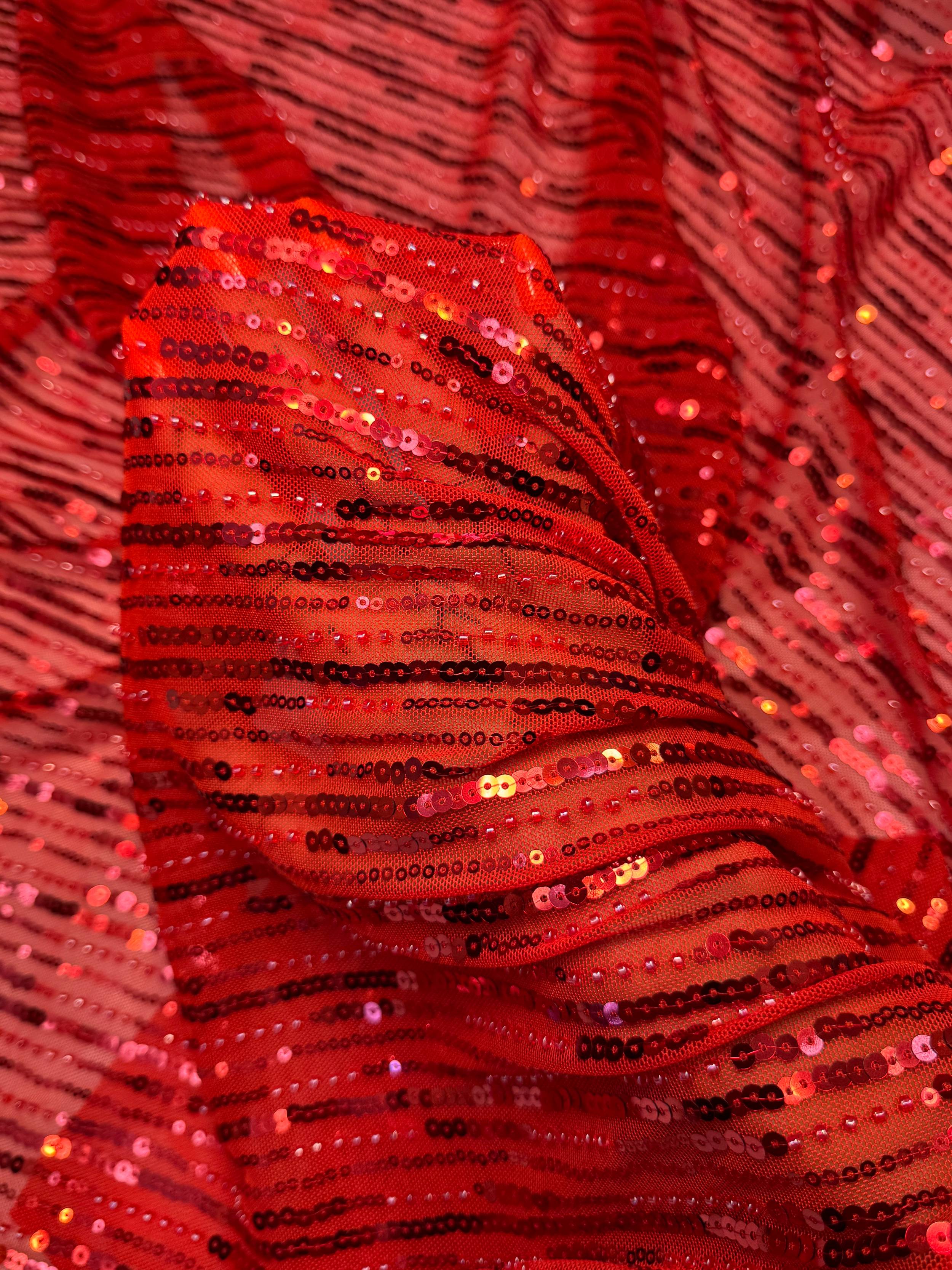 Red Waterfall Stretch Sequin Mesh, Kiki Sewing Store, Kiki Luxury Fabric, Cheap Fabric Store, Kiki Textiles, Kiki Textile by the Yard, Kiki Textile USA