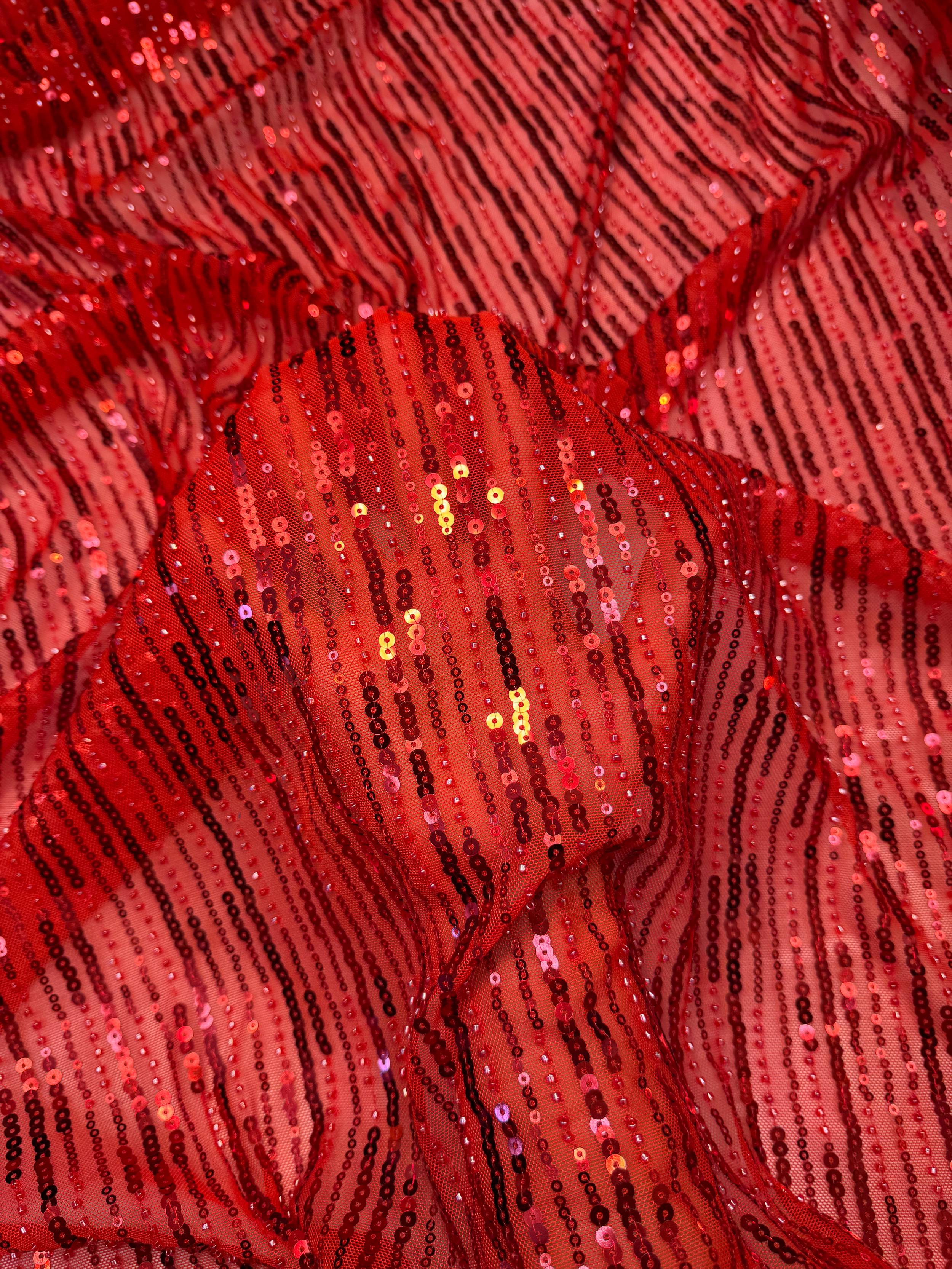 Red Waterfall Stretch Sequin Mesh, Kiki Sewing Store, Kiki Luxury Fabric, Cheap Fabric Store, Kiki Textiles, Kiki Textile by the Yard, Kiki Textile USA