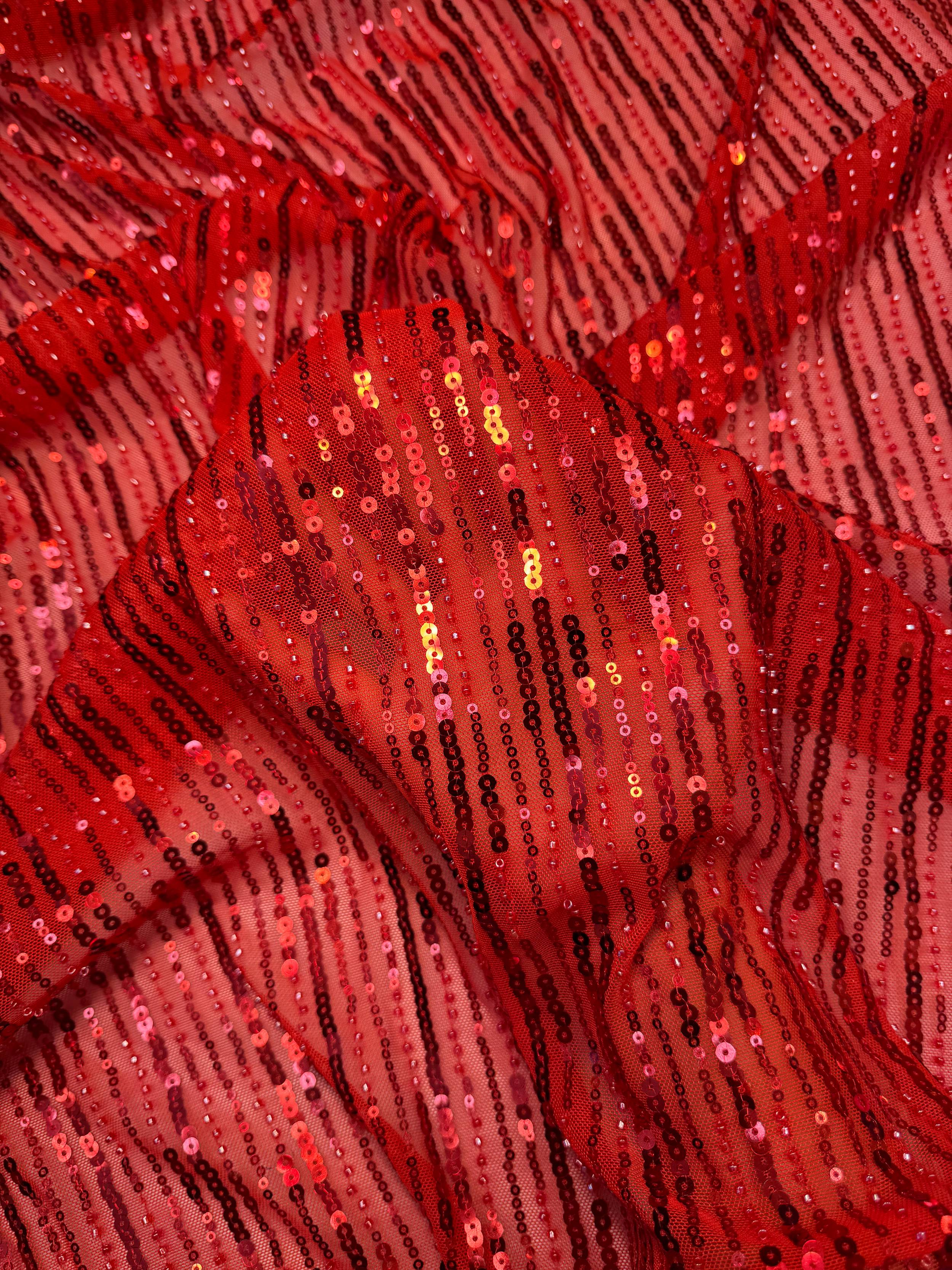 Red Waterfall Stretch Sequin Mesh, Kiki Sewing Store, Kiki Luxury Fabric, Cheap Fabric Store, Kiki Textiles, Kiki Textile by the Yard, Kiki Textile USA