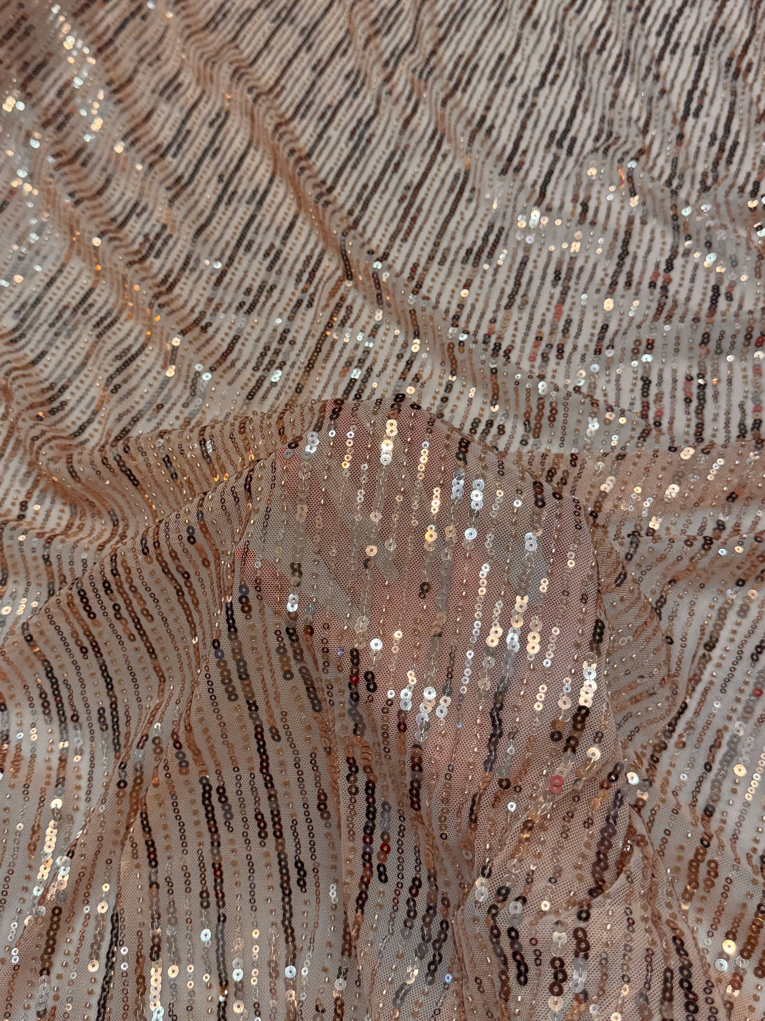 Champagne Waterfall Stretch Sequin Mesh, Kiki Sewing Store, Kiki Luxury Fabric, Cheap Fabric Store, Kiki Textiles, Kiki Textile by the Yard, Kiki Textile USA