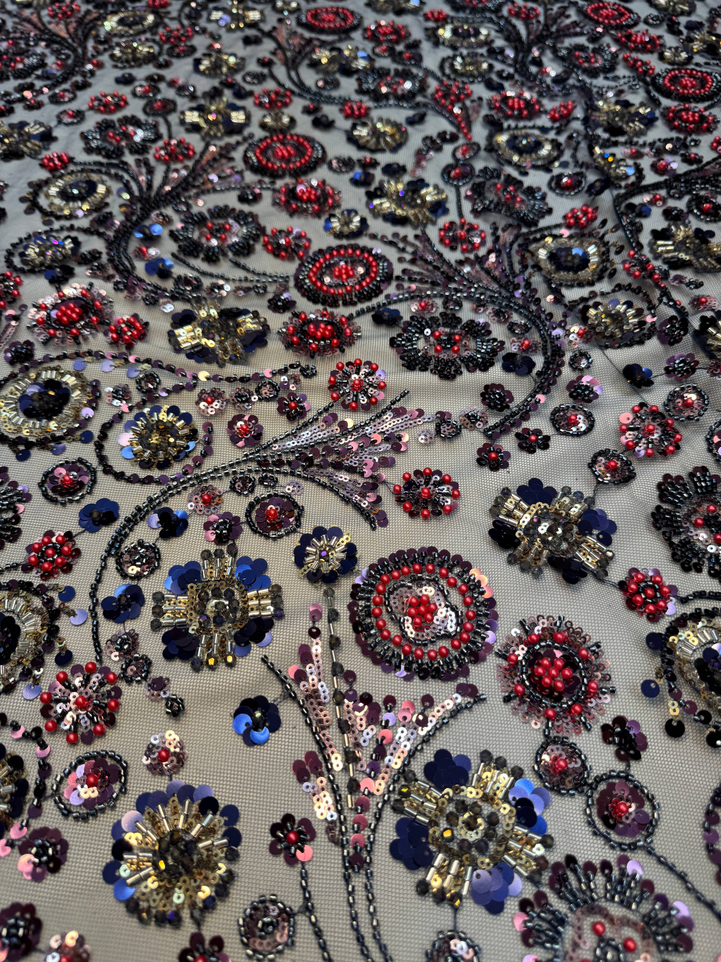 Multicolor Baroque Beaded Lace, Beaded Lace Fabric, Multicolor Beaded Lace, Sequin Lace Fabric, Embellished Lace Fabric, Beaded Mesh Fabric