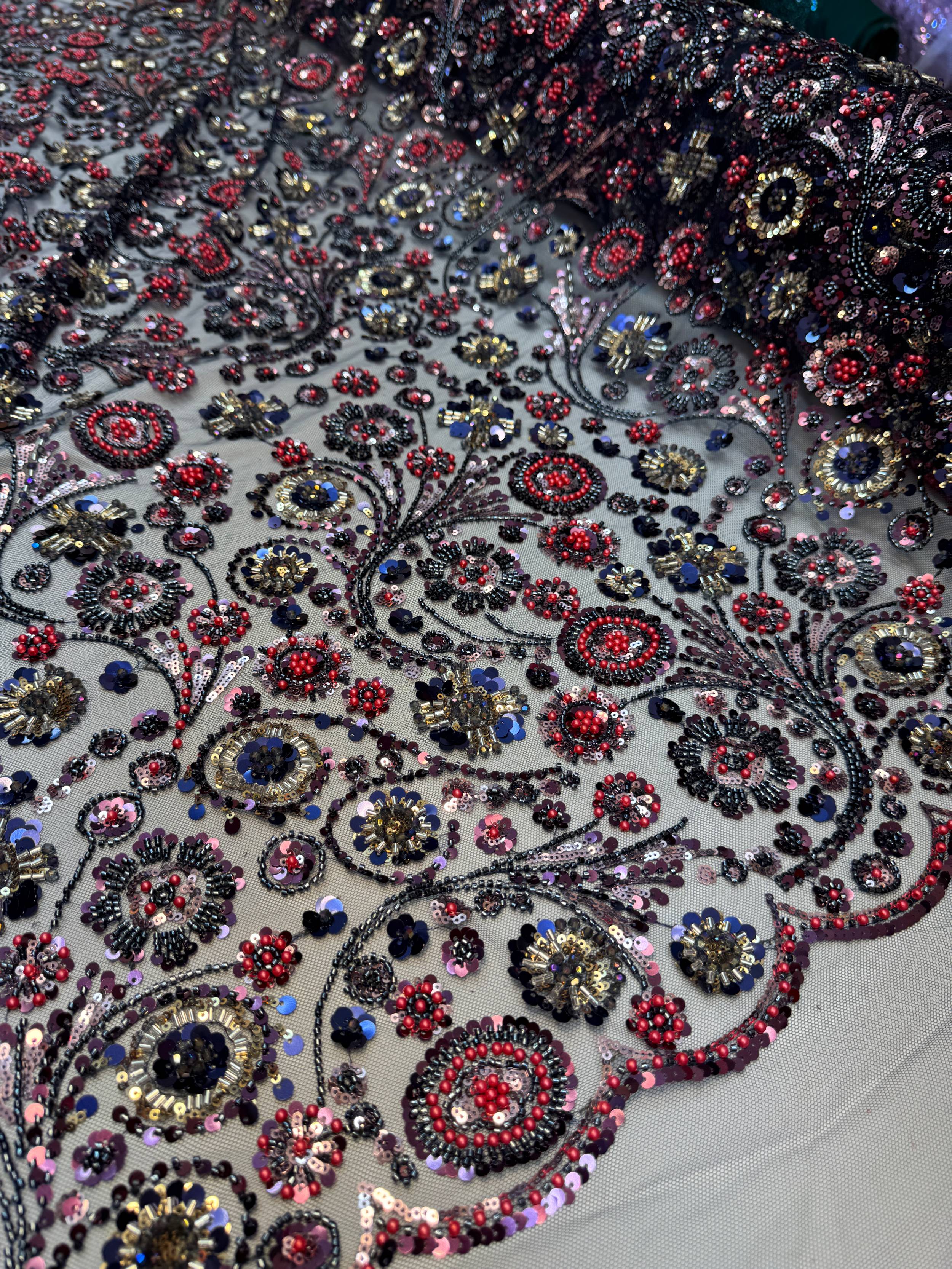 Multicolor Baroque Beaded Lace, Kiki Sewing Store, Kiki Luxury Fabric, Cheap Fabric Store, Kiki Textiles, Kiki Textile by the Yard, Kiki Textile USA