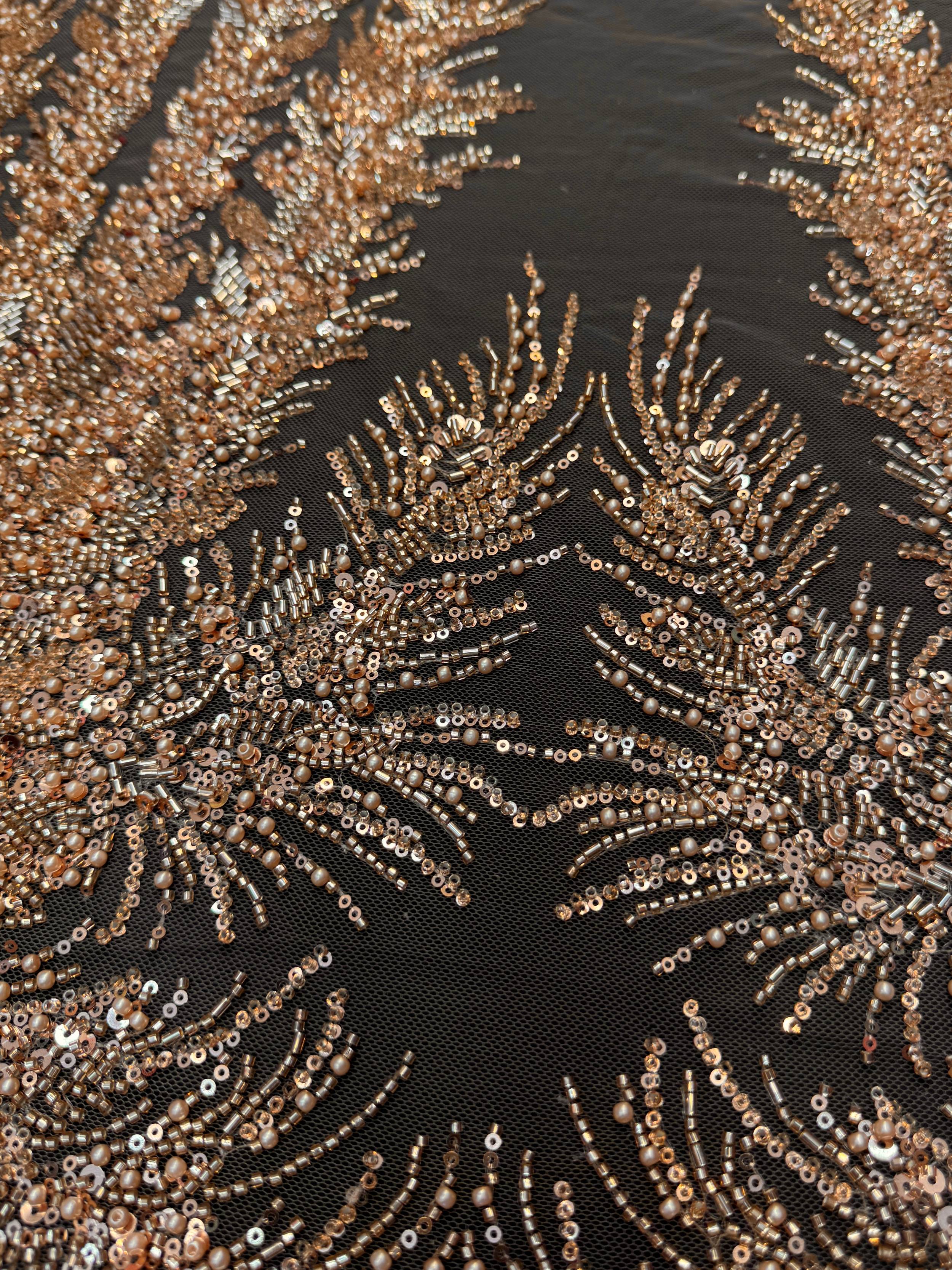 Gold Fireworks Beaded Couture Lace, Couture Lace Fabric, Crystal Beaded Lace, Fireworks Lace, Sequin Lace Fabric, Embellished Lace, Luxury Lace Fabric, Bridal Lace Fabric