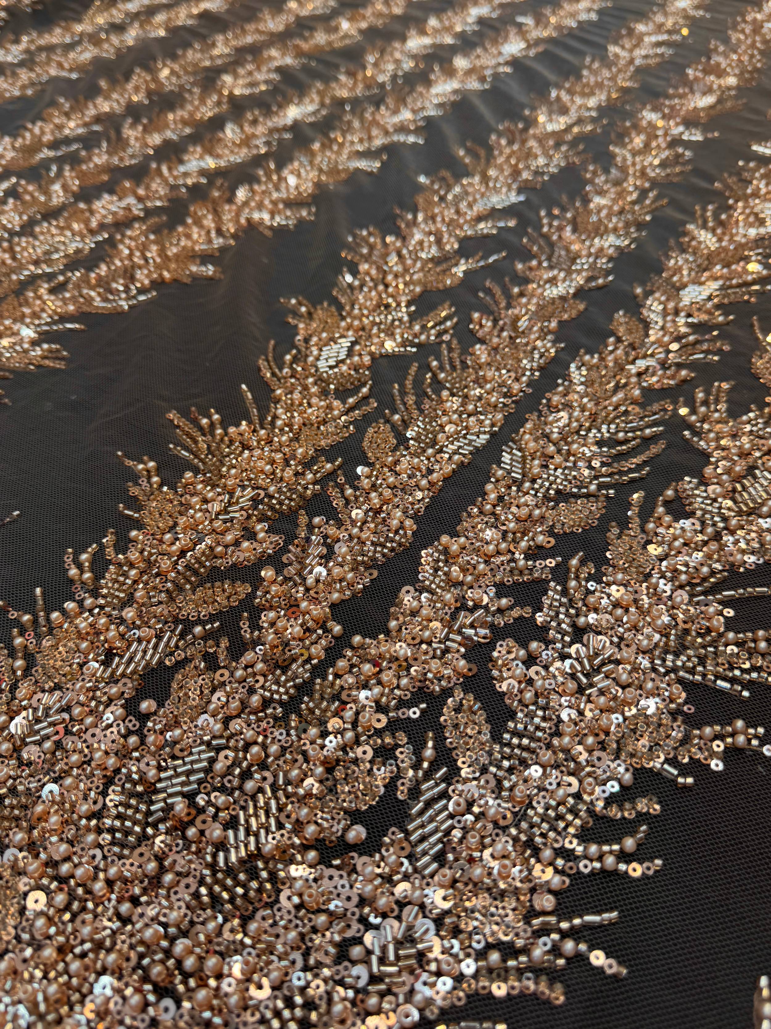 Gold Fireworks Beaded Couture Lace, Couture Lace Fabric, Crystal Beaded Lace, Fireworks Lace, Sequin Lace Fabric, Embellished Lace, Luxury Lace Fabric, Bridal Lace Fabric