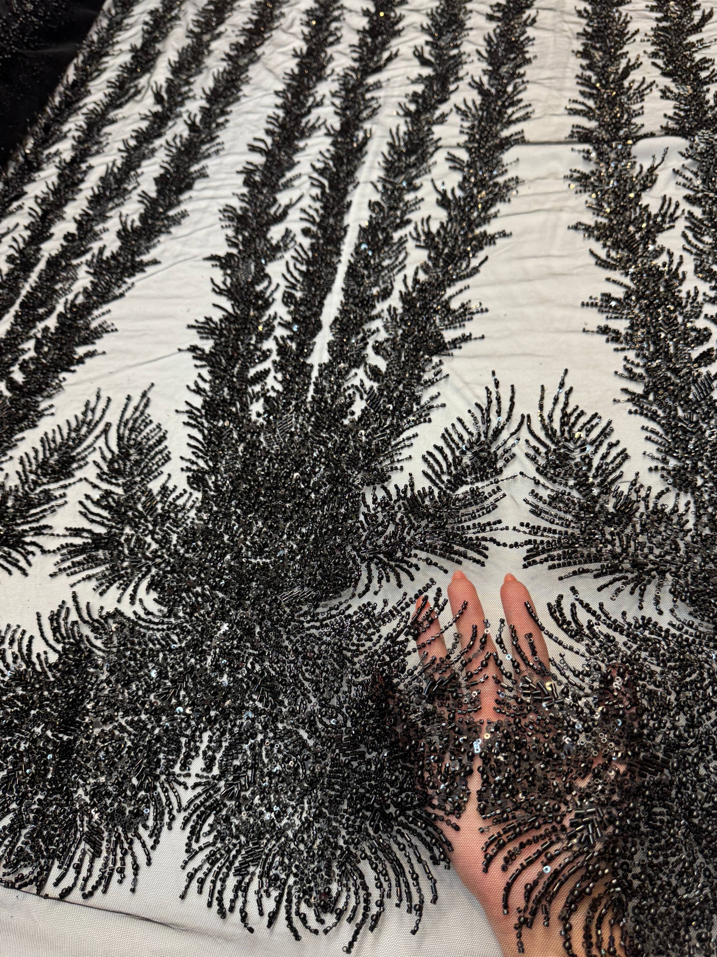 Black Fireworks Beaded Couture Lace, Couture Lace Fabric, Crystal Beaded Lace, Fireworks Lace, Sequin Lace Fabric, Embellished Lace, Luxury Lace Fabric, Bridal Lace Fabric