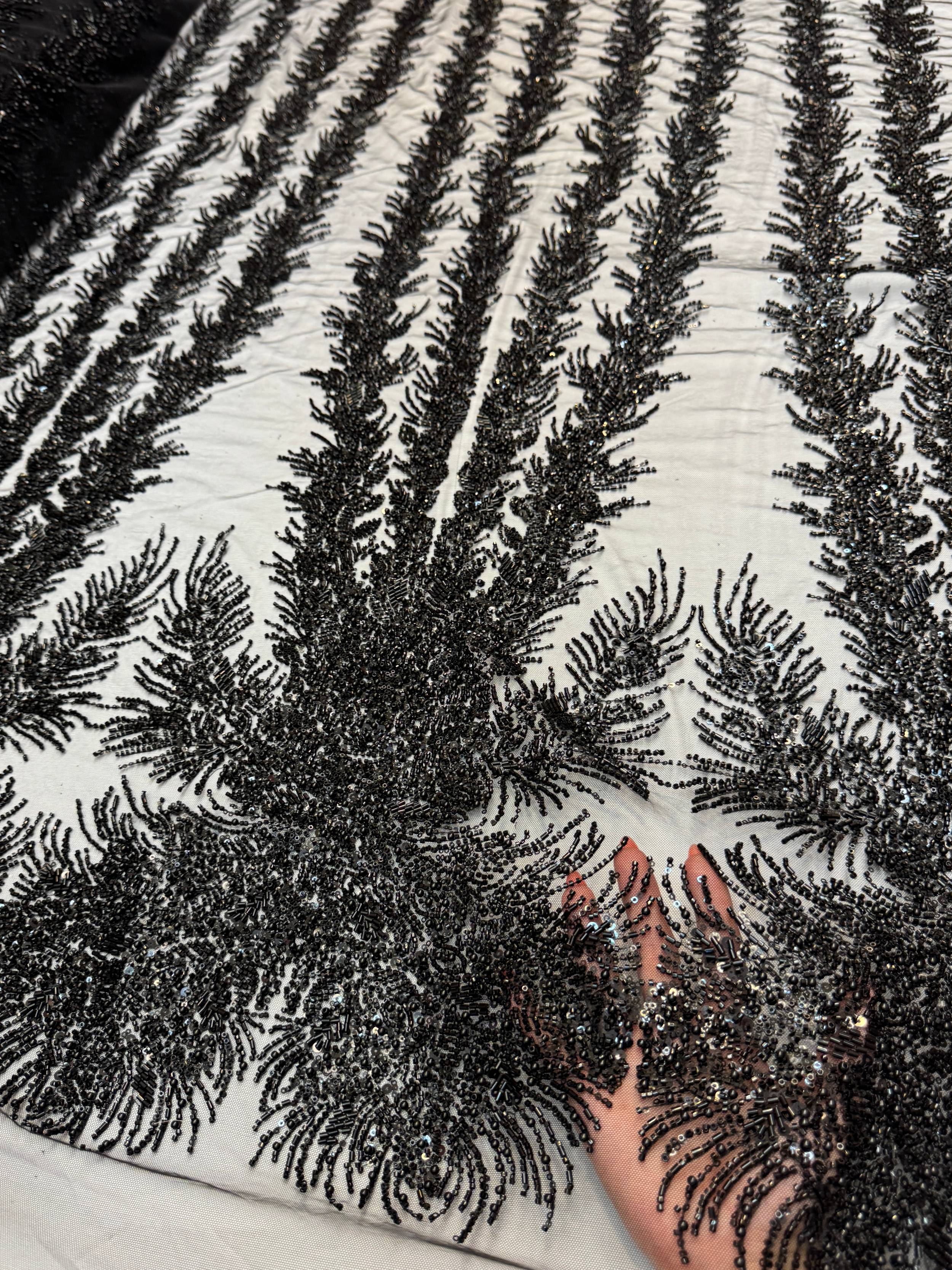 Black Fireworks Beaded Couture Lace, Couture Lace Fabric, Crystal Beaded Lace, Fireworks Lace, Sequin Lace Fabric, Embellished Lace, Luxury Lace Fabric, Bridal Lace Fabric