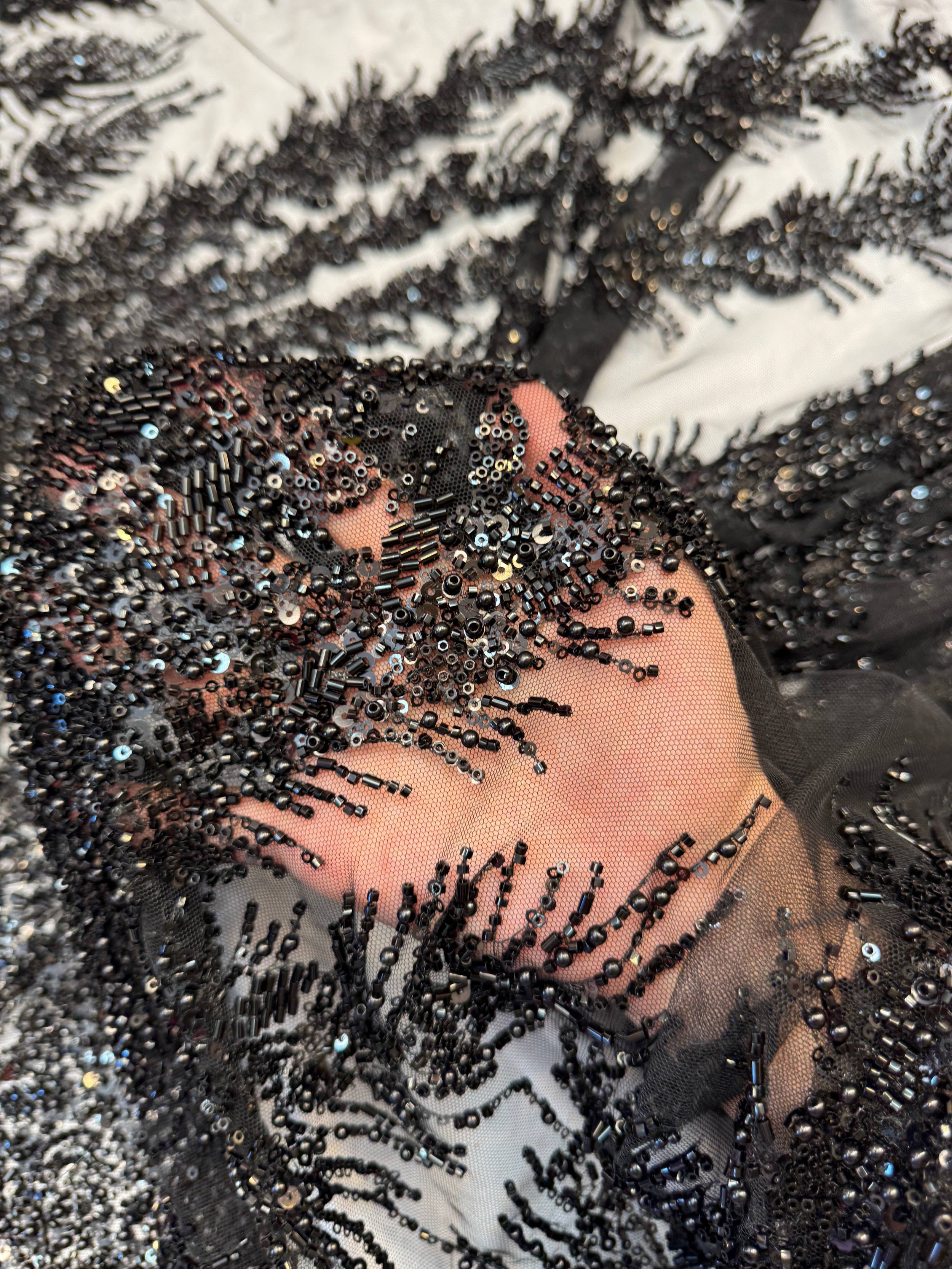 Black Fireworks Beaded Couture Lace, Kiki Sewing Store, Kiki Luxury Fabric, Cheap Fabric Store, Kiki Textiles, Kiki Textile by the Yard, Kiki Textile USA