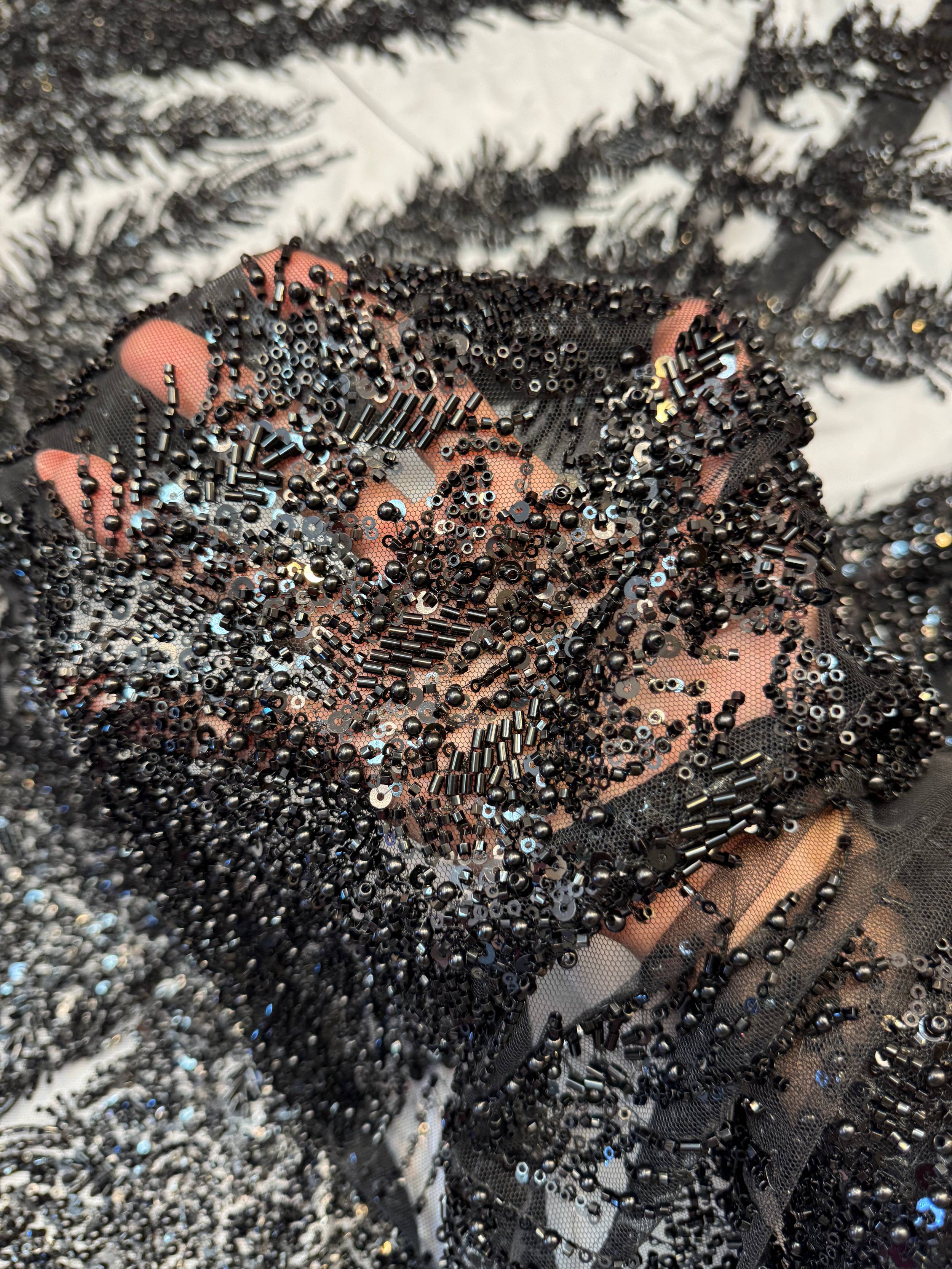 Black Fireworks Beaded Couture Lace, Kiki Sewing Store, Kiki Luxury Fabric, Cheap Fabric Store, Kiki Textiles, Kiki Textile by the Yard, Kiki Textile USA