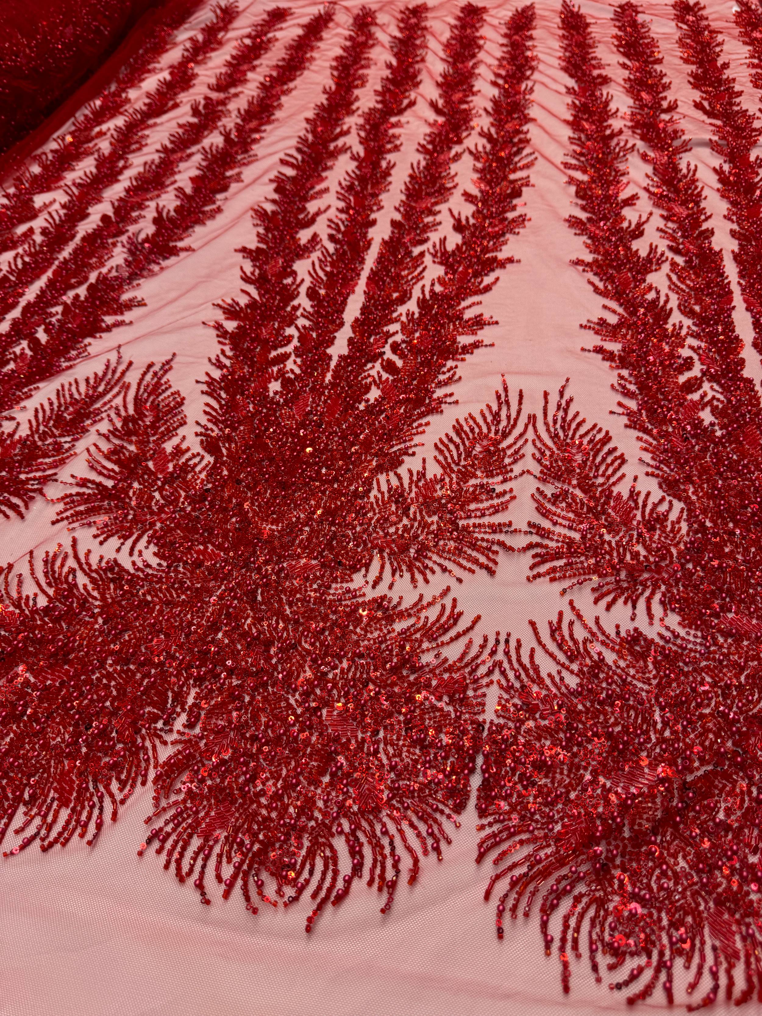 Red Fireworks Beaded Couture Lace, Couture Lace Fabric, Crystal Beaded Lace, Fireworks Lace, Sequin Lace Fabric, Embellished Lace, Luxury Lace Fabric, Bridal Lace Fabric