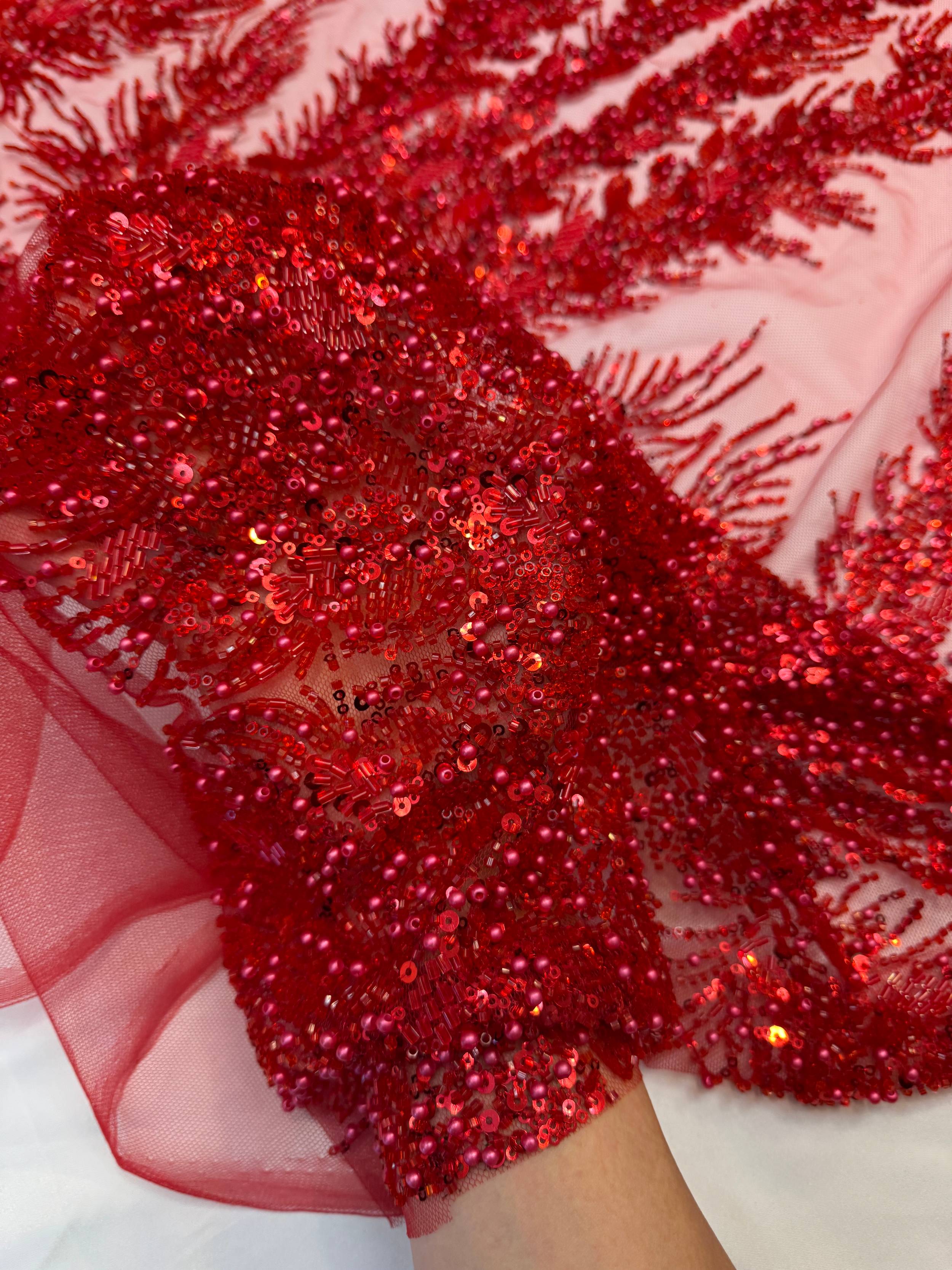 Red Fireworks Beaded Couture Lace, Kiki Sewing Store, Kiki Luxury Fabric, Cheap Fabric Store, Kiki Textiles, Kiki Textile by the Yard, Kiki Textile USA