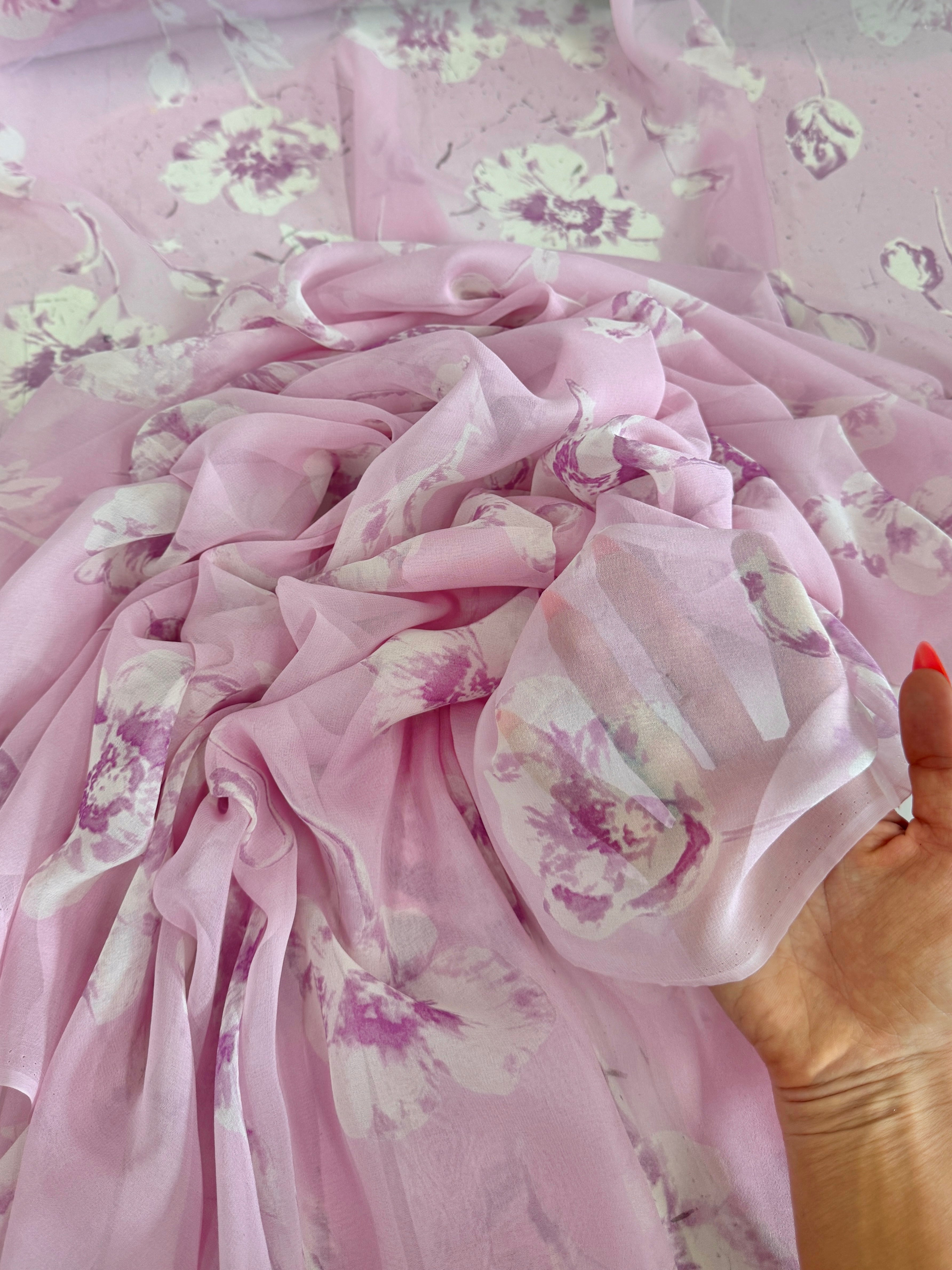 Blossom Pink Italian Silk Chiffon