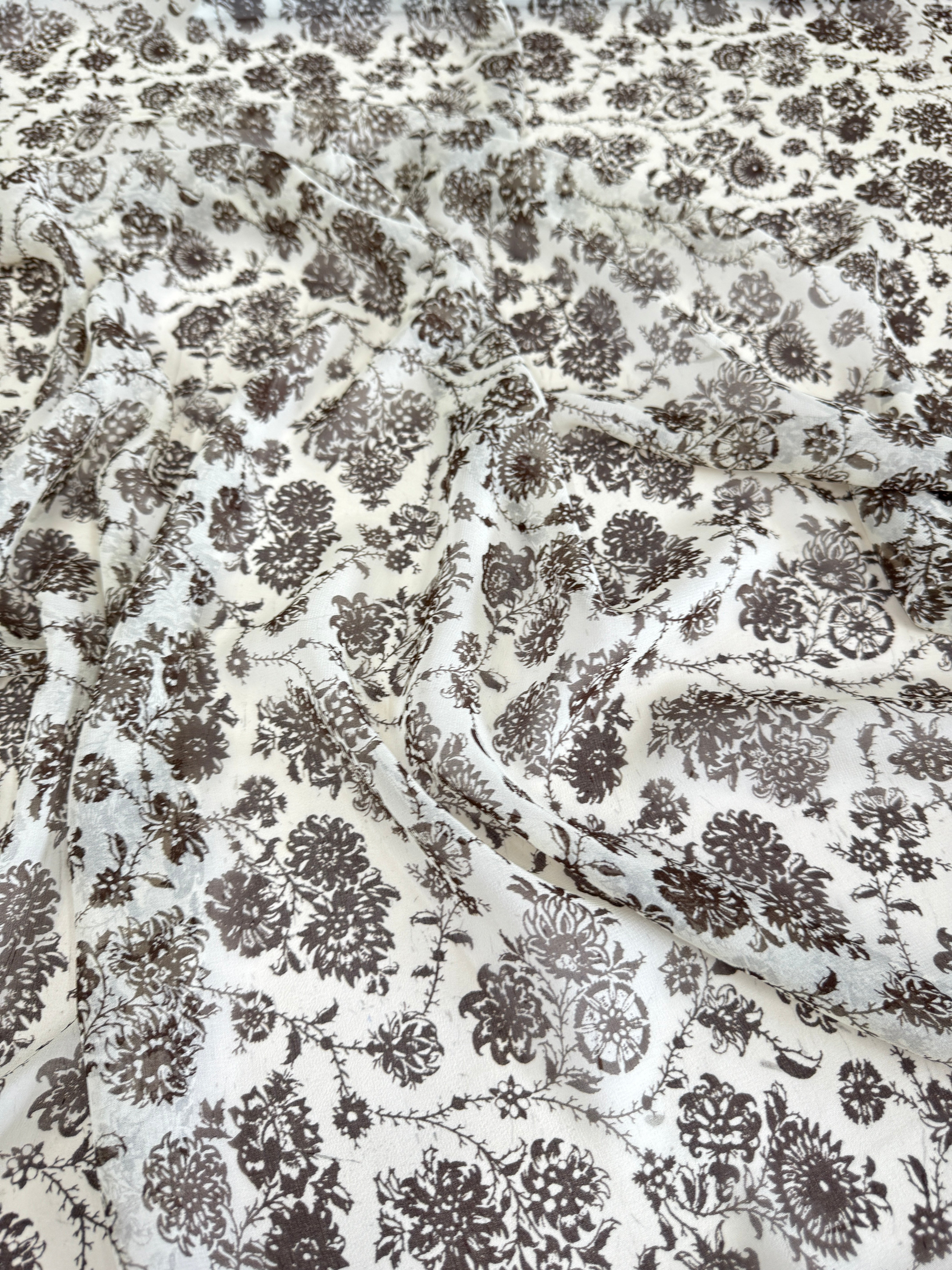Antique Garden Silk Chiffon, Silk Chiffon Fabric, Pure Silk Chiffon, Luxury Silk Fabric, Lightweight Silk Fabric, Sheer Silk Fabric, Designer Silk Fabric, High End Silk Fabric