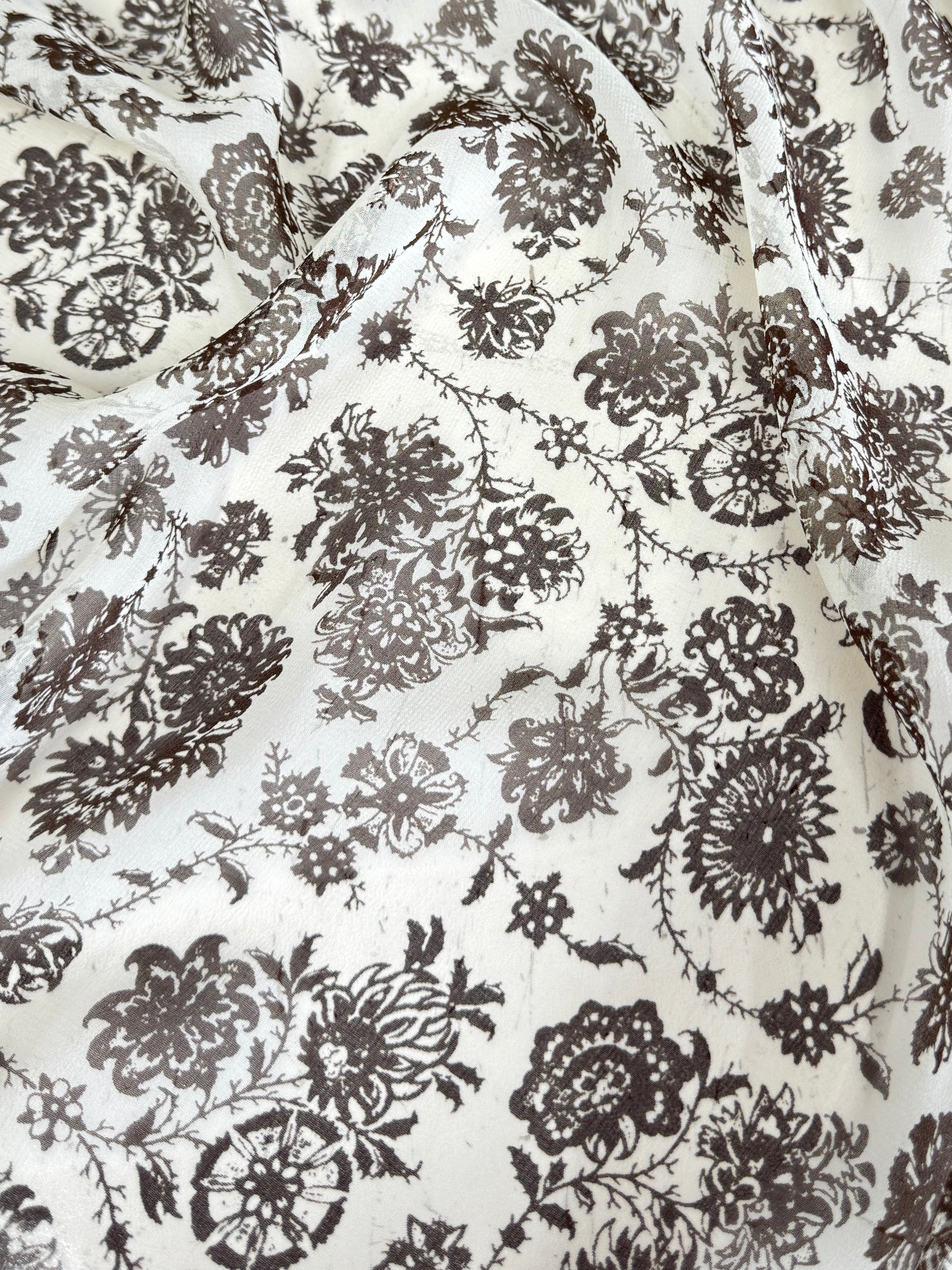 Antique Garden Silk Chiffon, Silk Chiffon Fabric, Pure Silk Chiffon, Luxury Silk Fabric, Lightweight Silk Fabric, Sheer Silk Fabric, Designer Silk Fabric, High End Silk Fabric