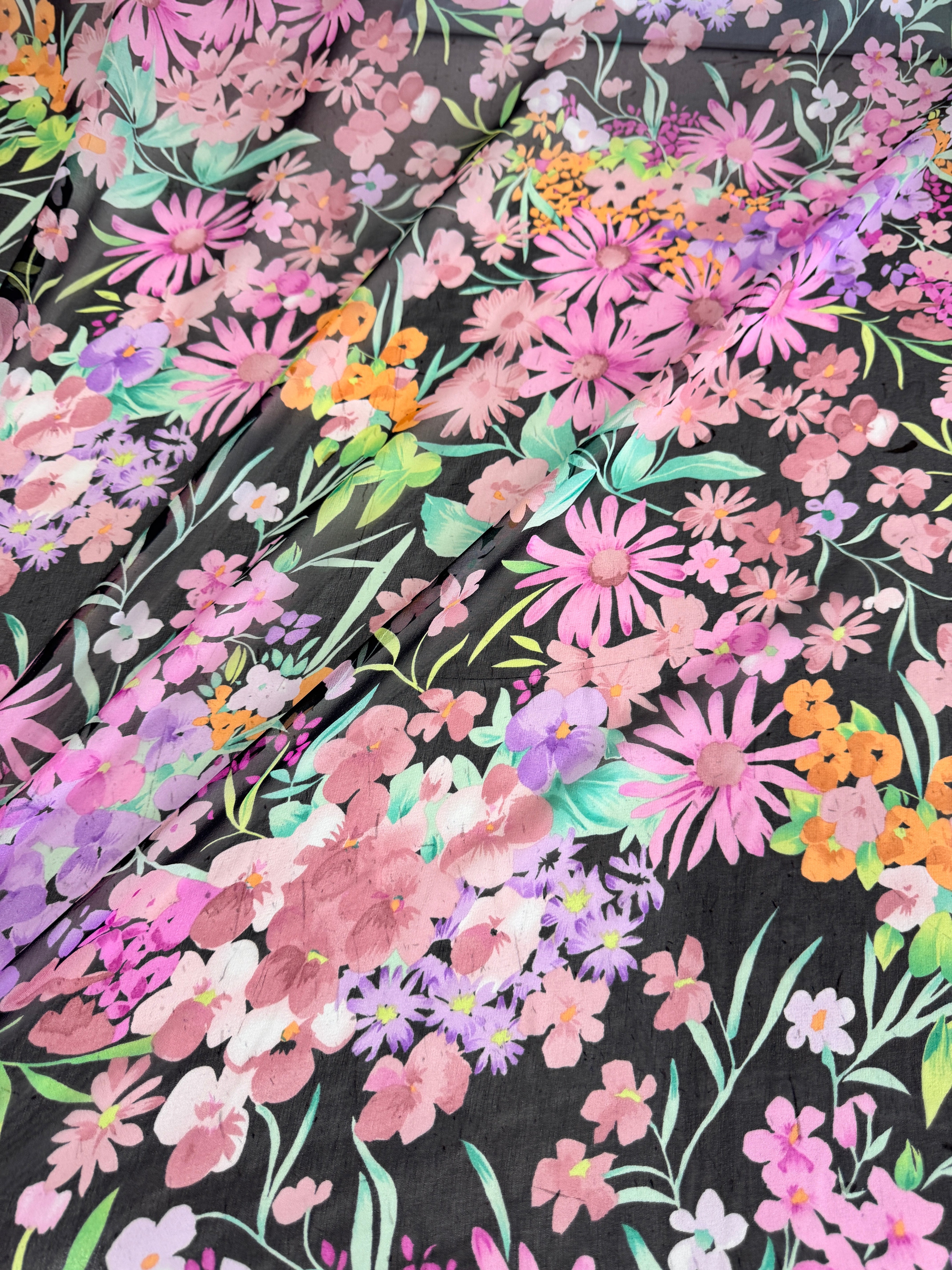 Spring Floral Silk Chiffon, Kiki Sewing Store, Kiki Luxury Fabric, Cheap Fabric Store, Kiki Textiles, Kiki Textile by the Yard, Kiki Textile USA