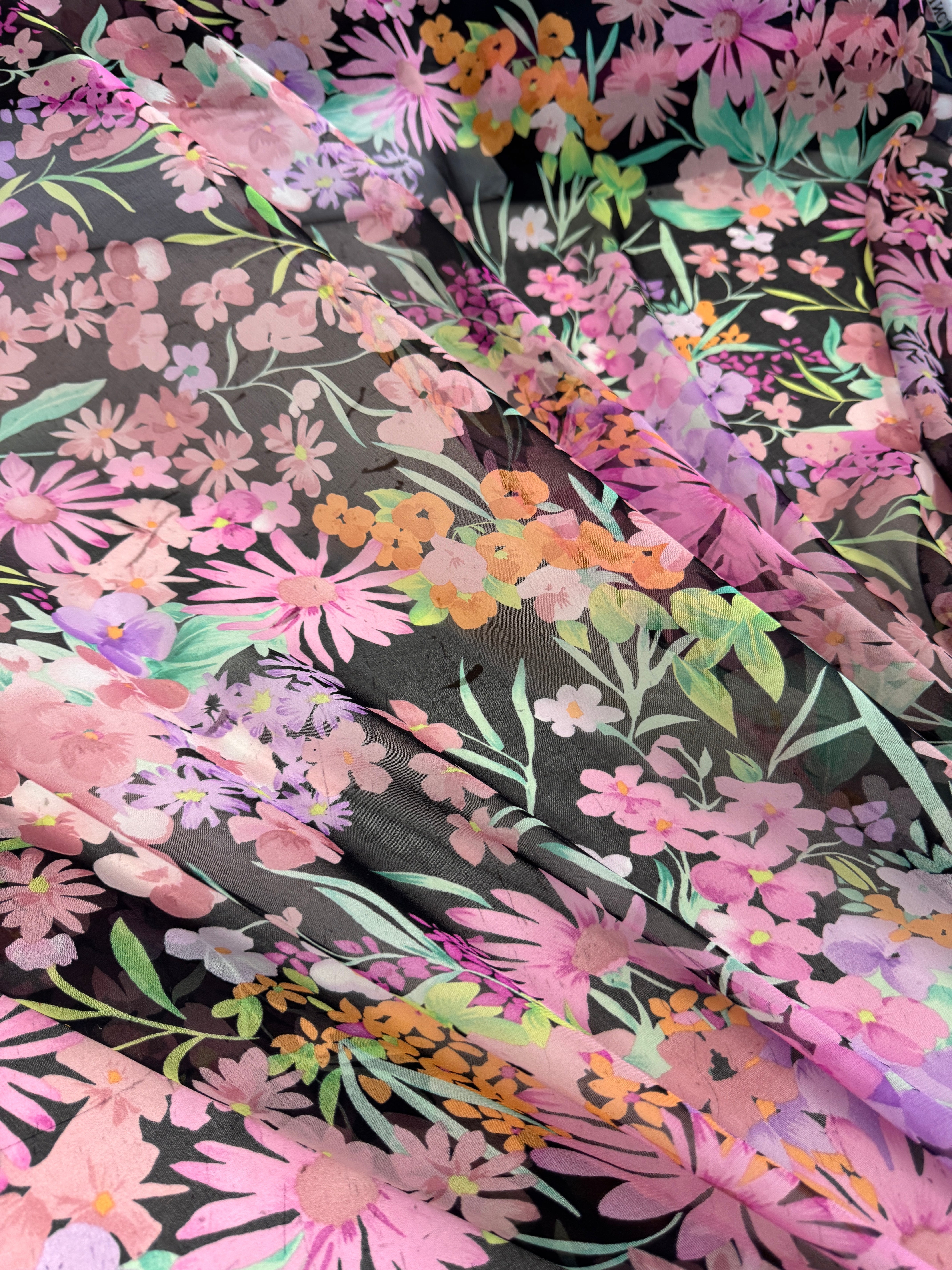 Spring Floral Silk Chiffon, Kiki Sewing Store, Kiki Luxury Fabric, Cheap Fabric Store, Kiki Textiles, Kiki Textile by the Yard, Kiki Textile USA