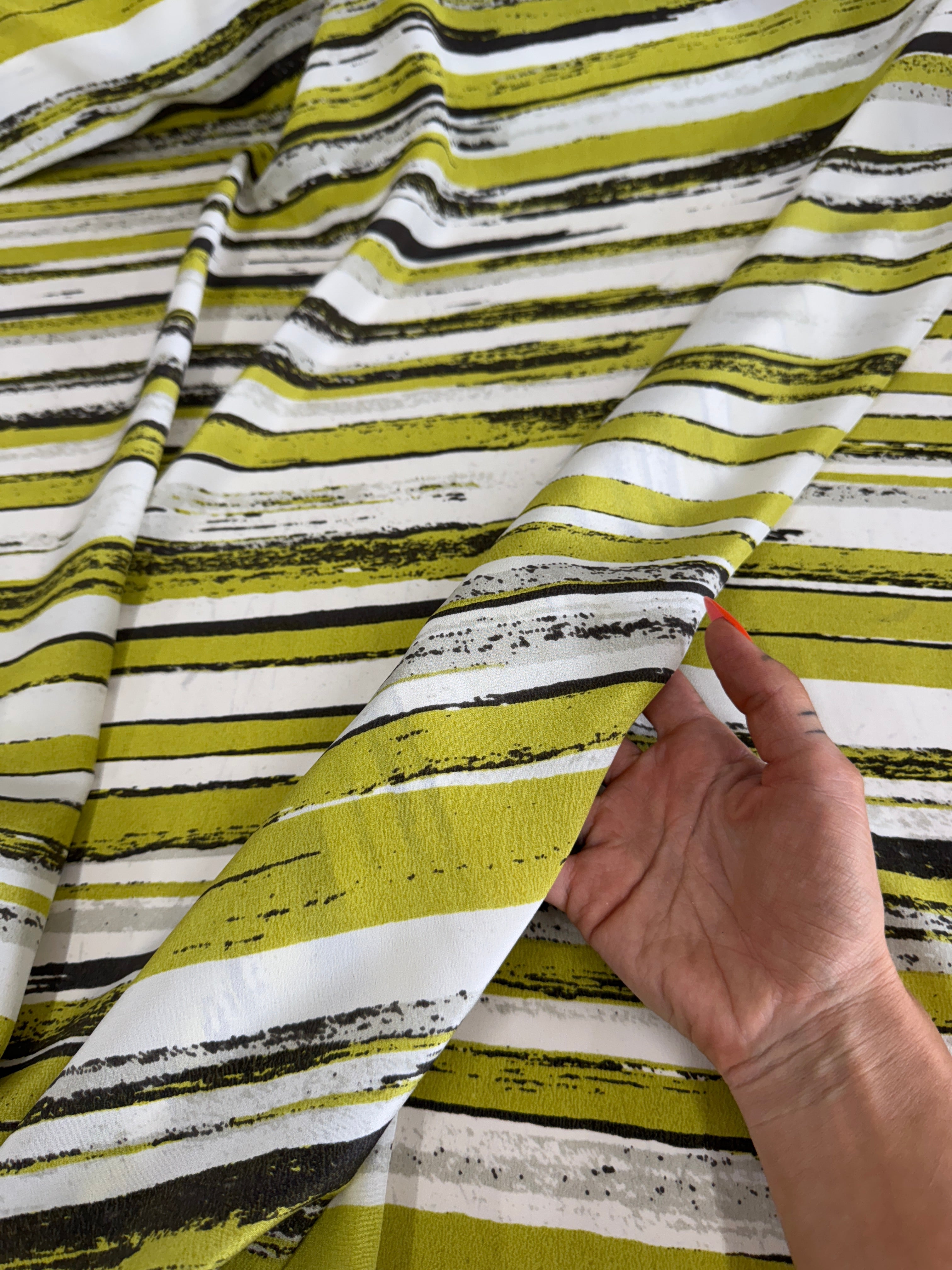 Apple Green Striped Silk Crepe De Chine, Kiki Sewing Store, Kiki Luxury Fabric, Cheap Fabric Store, Kiki Textiles, Kiki Textile by the Yard, Kiki Textile USA
