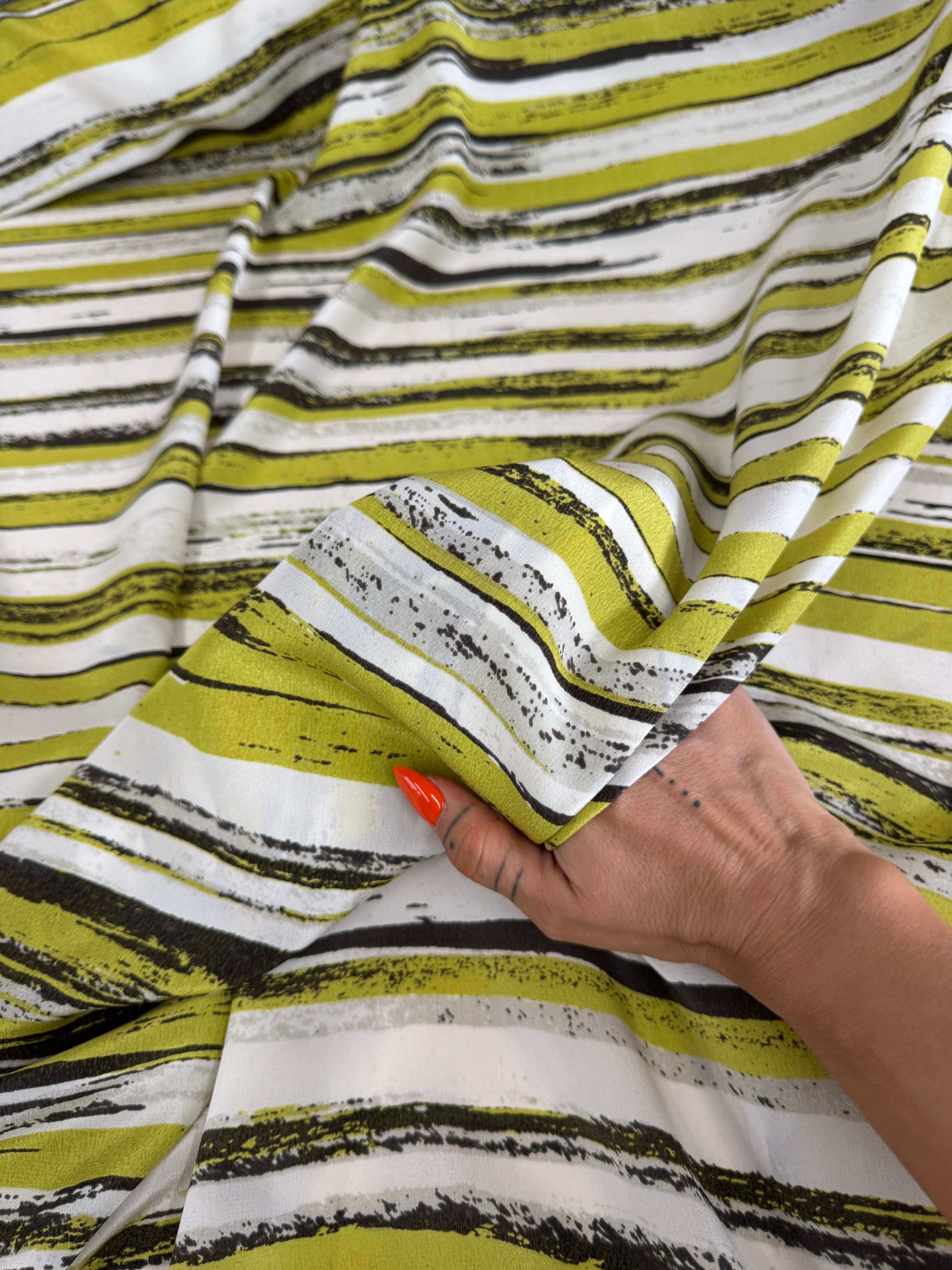 Apple Green Striped Silk Crepe De Chine, Kiki Sewing Store, Kiki Luxury Fabric, Cheap Fabric Store, Kiki Textiles, Kiki Textile by the Yard, Kiki Textile USA