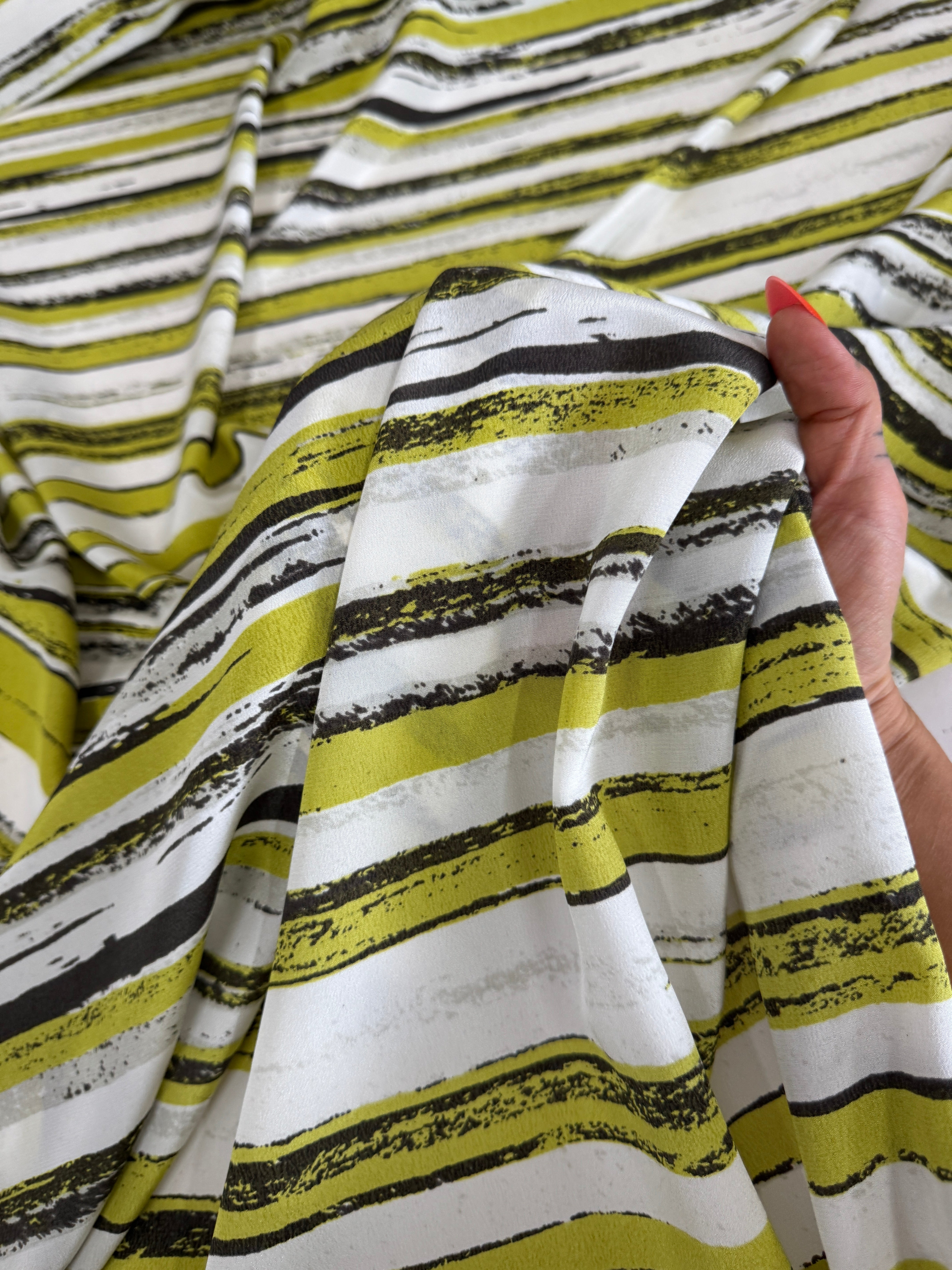 Apple Green Striped Silk Crepe De Chine, Kiki Sewing Store, Kiki Luxury Fabric, Cheap Fabric Store, Kiki Textiles, Kiki Textile by the Yard, Kiki Textile USA