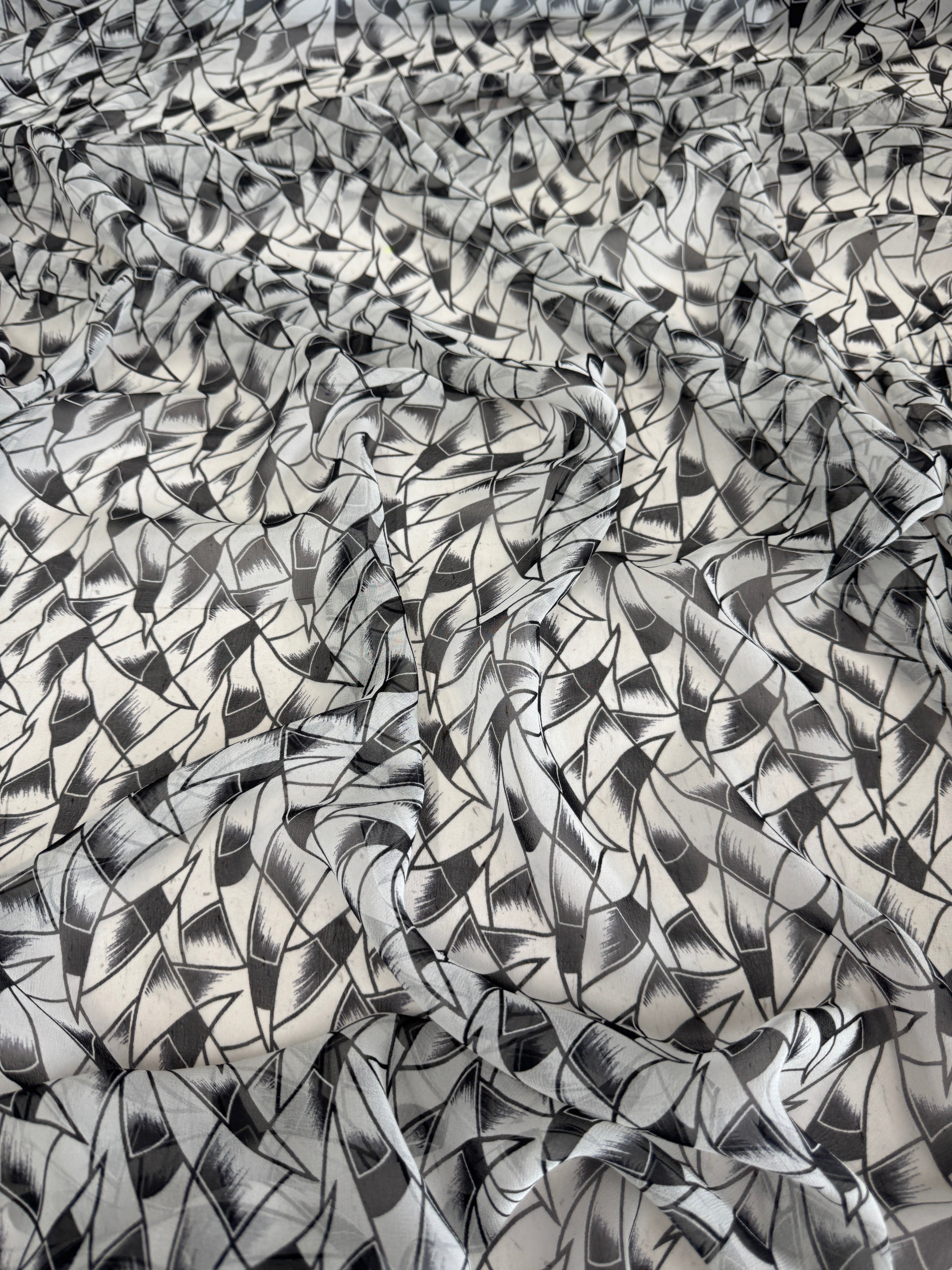 Black & White Midnight Italian Silk Chiffon, Silk Chiffon Fabric, Pure Silk Chiffon, Luxury Silk Fabric, Lightweight Silk Fabric, Sheer Silk Fabric, Designer Silk Fabric, High End Silk Fabric
