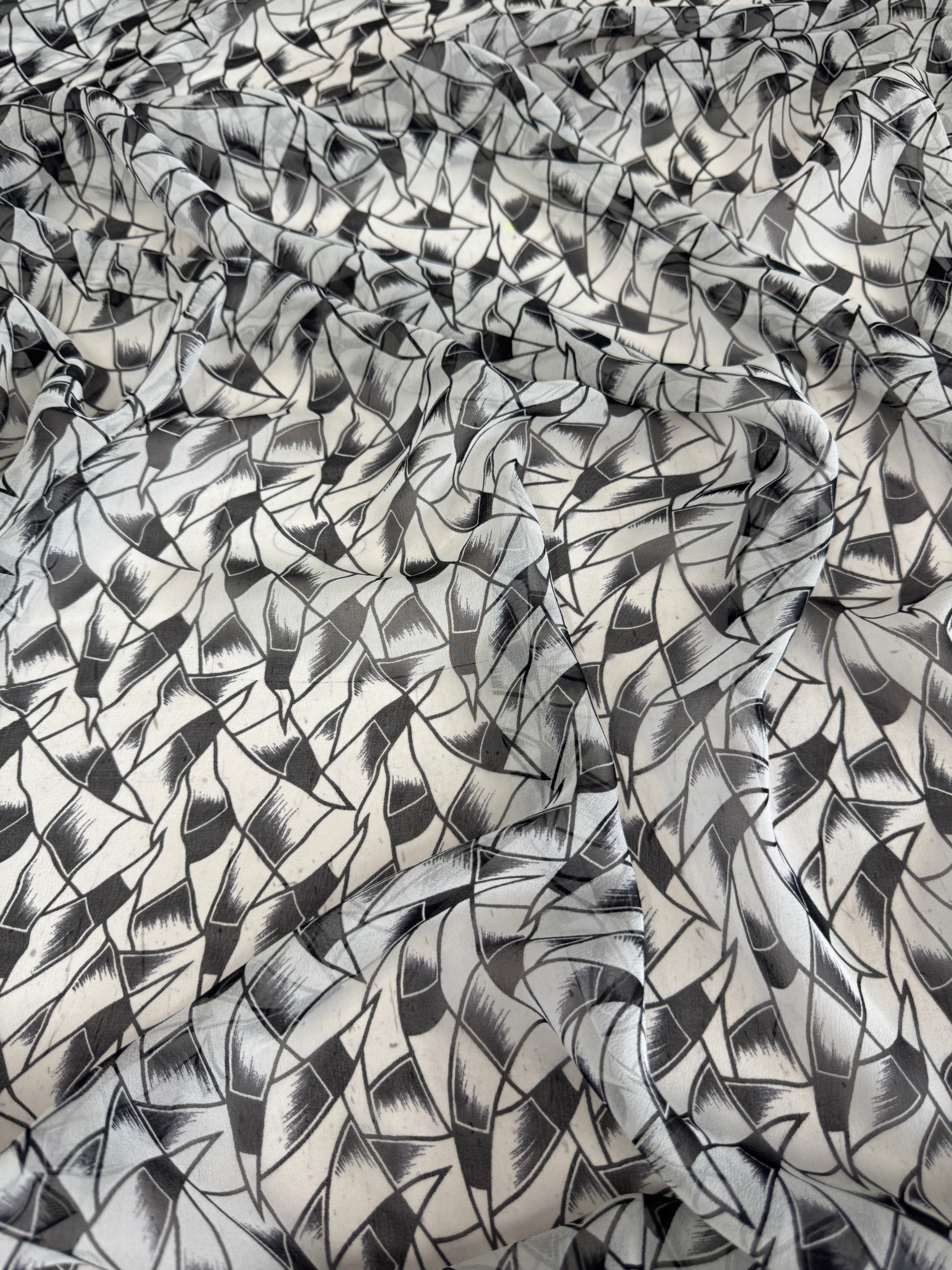 Black & White Midnight Italian Silk Chiffon, Silk Chiffon Fabric, Pure Silk Chiffon, Luxury Silk Fabric, Lightweight Silk Fabric, Sheer Silk Fabric, Designer Silk Fabric, High End Silk Fabric
