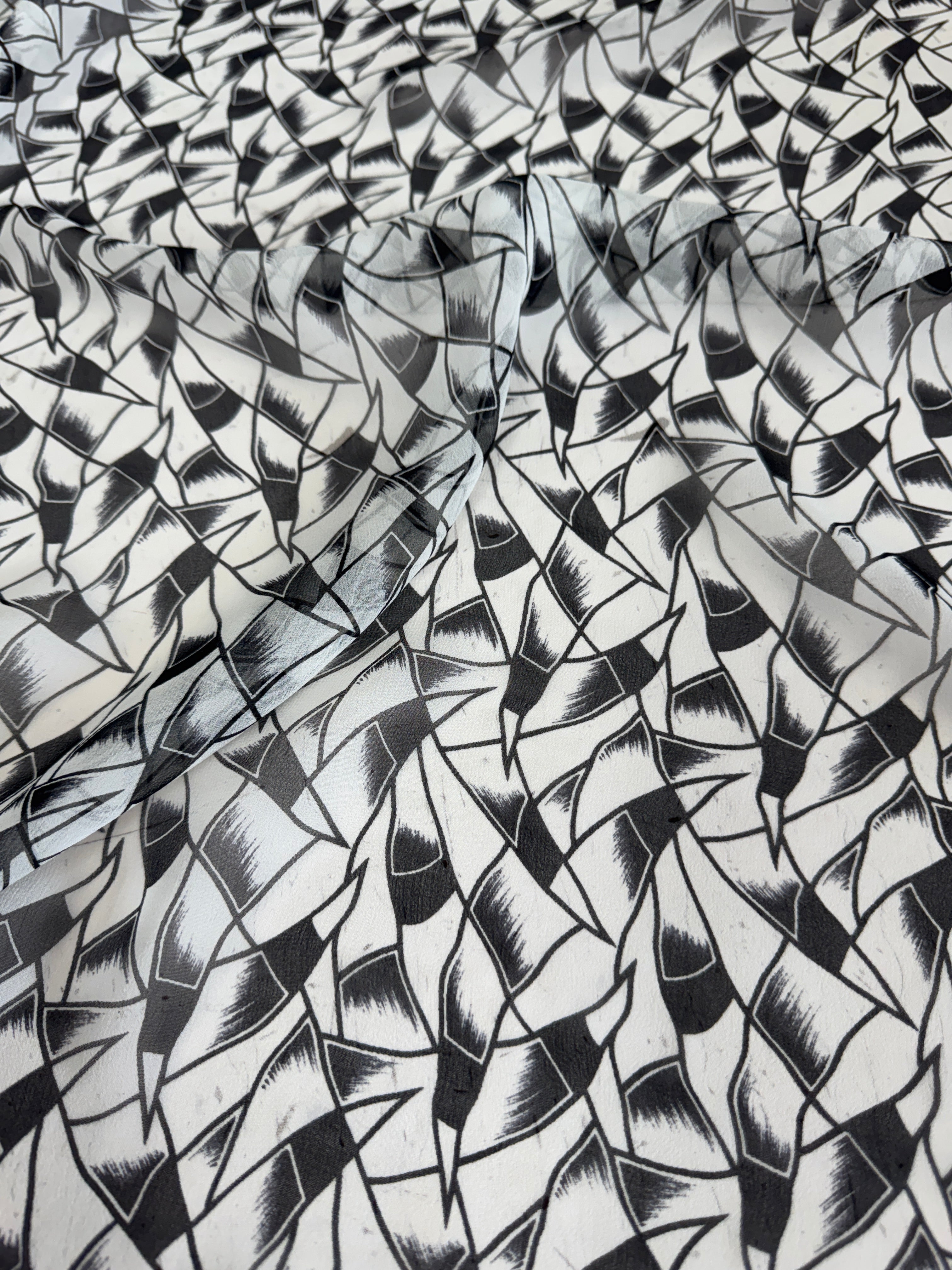Black & White Midnight Italian Silk Chiffon, Kiki Sewing Store, Kiki Luxury Fabric, Cheap Fabric Store, Kiki Textiles, Kiki Textile by the Yard, Kiki Textile USA