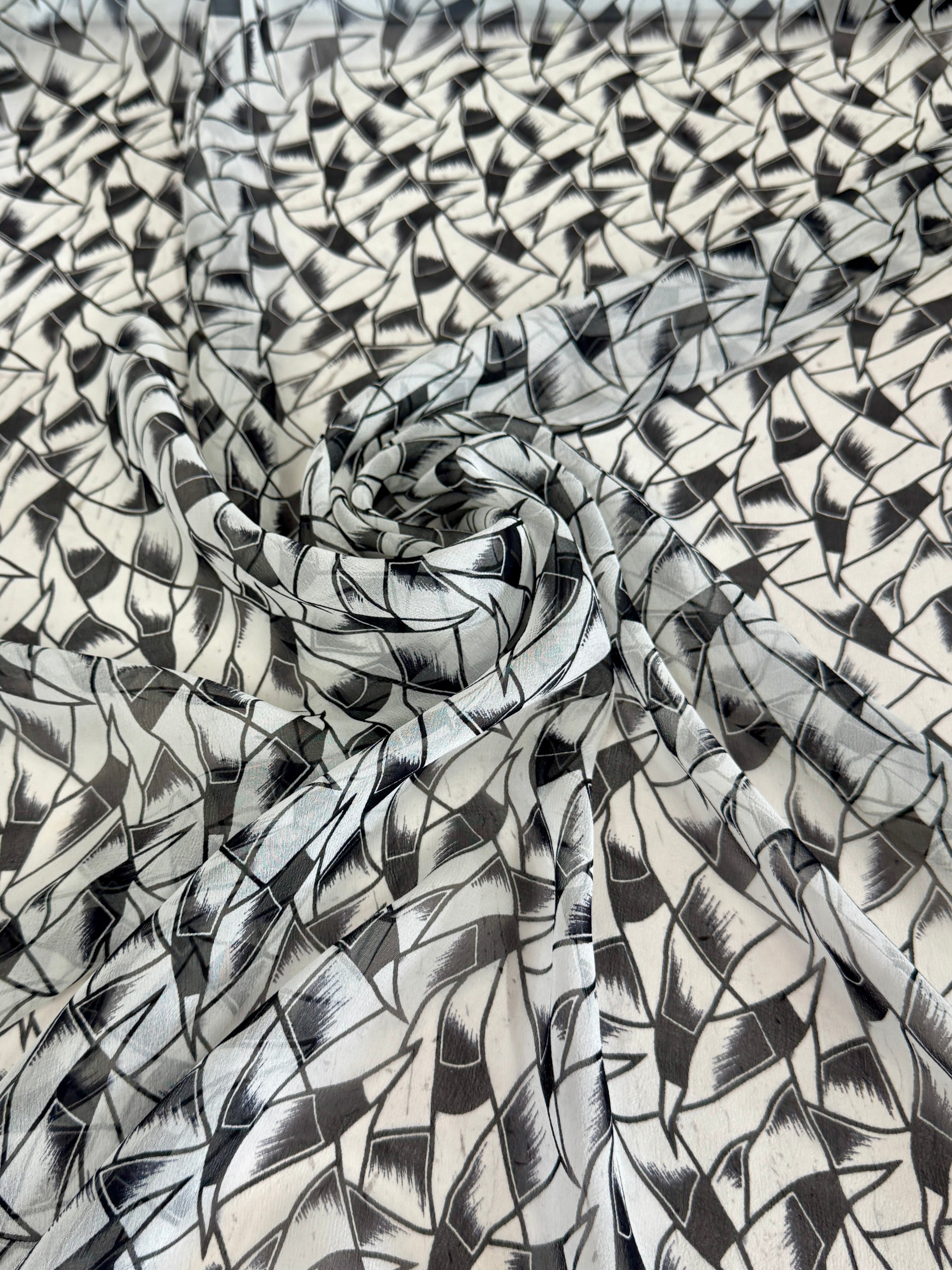 Black & White Midnight Italian Silk Chiffon, Kiki Sewing Store, Kiki Luxury Fabric, Cheap Fabric Store, Kiki Textiles, Kiki Textile by the Yard, Kiki Textile USA