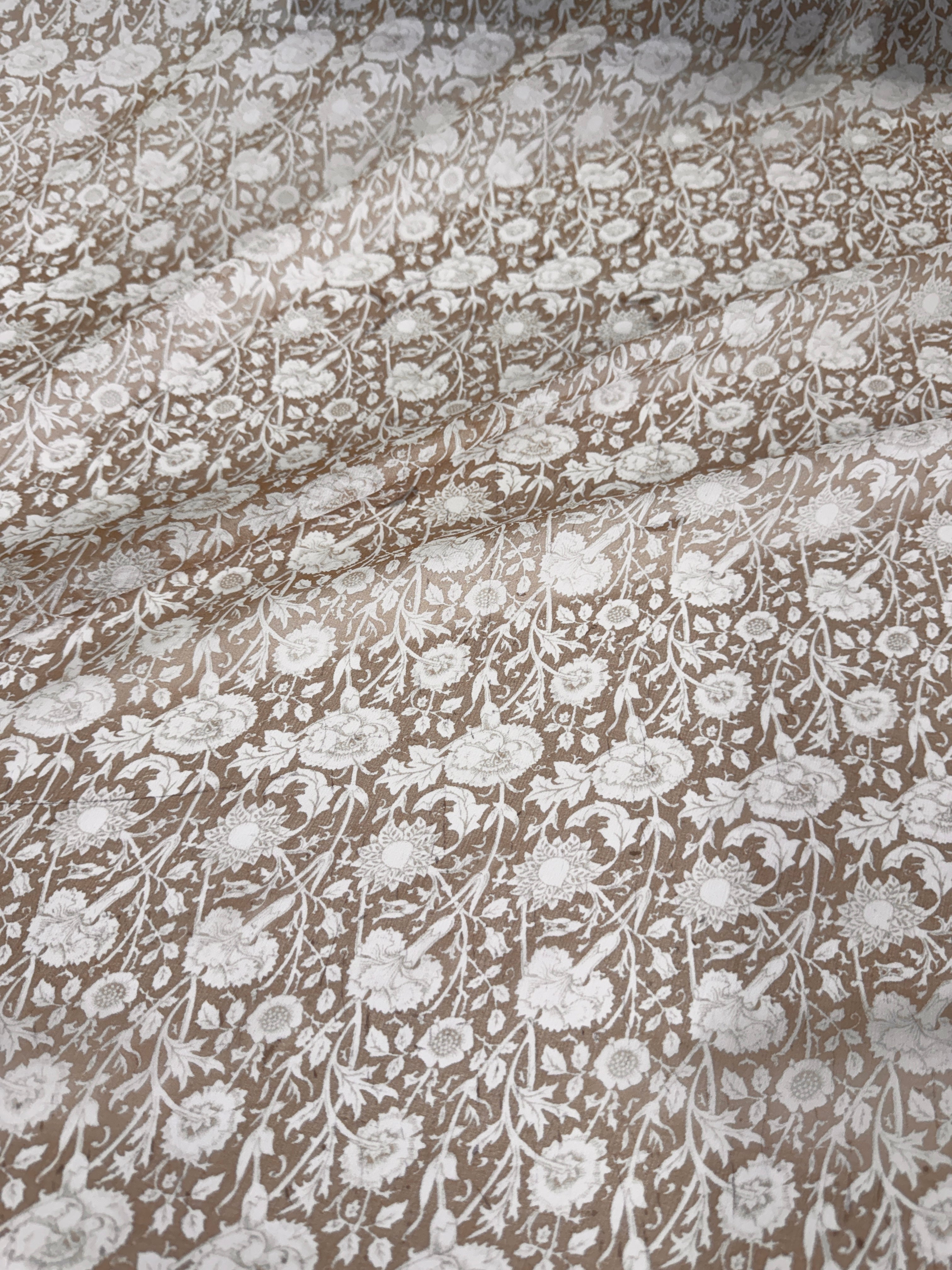 Porcelain Floral Italian Silk Chiffon, Pure Silk Chiffon, Luxury Silk Fabric, Lightweight Silk Fabric, Sheer Silk Fabric, Designer Silk Fabric, High End Silk Fabric