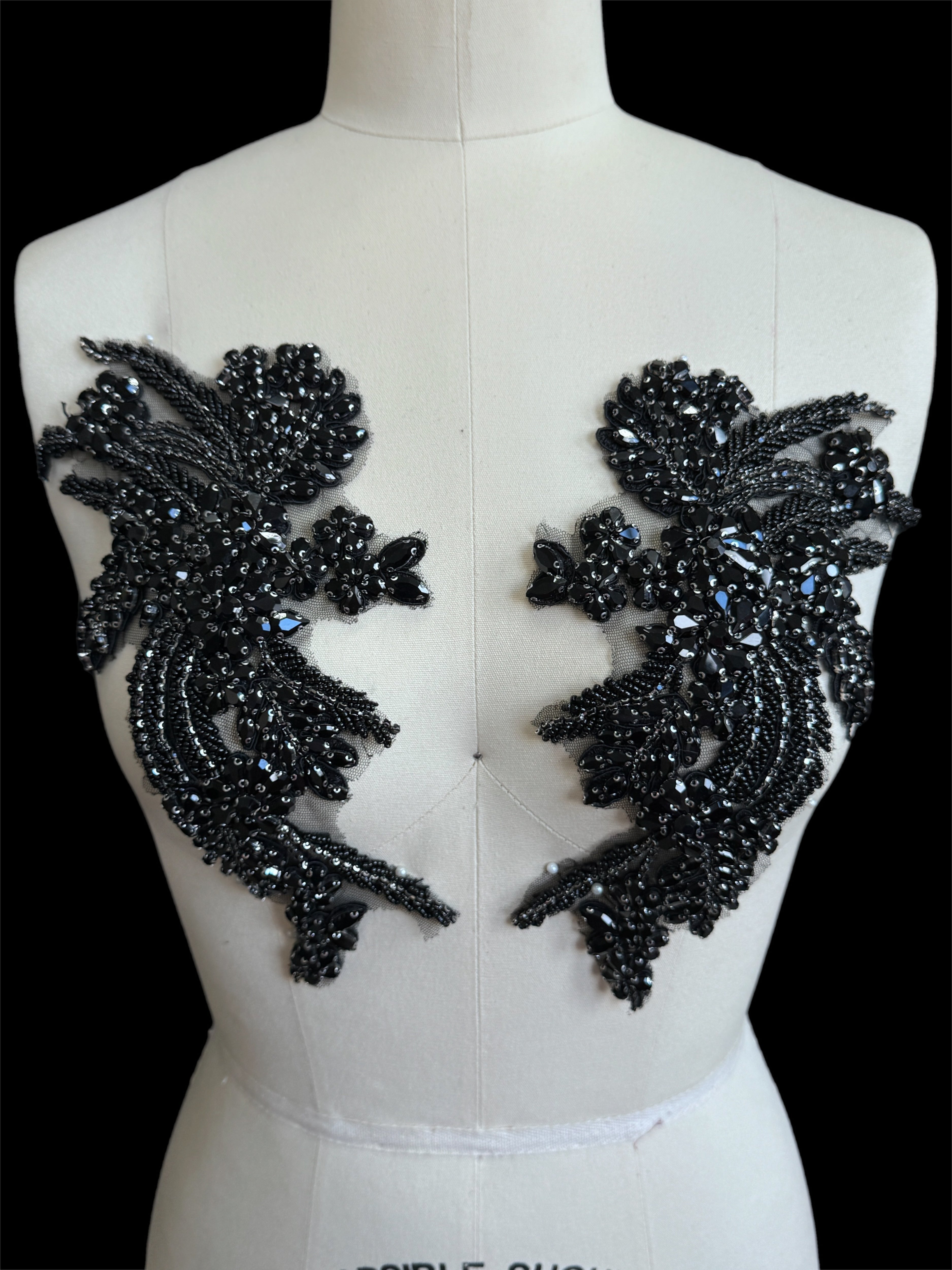 gina Black Rhinestones Applique, black Rhinestones Applique, dark gray Rhinestones Applique, jet black Rhinestones Applique