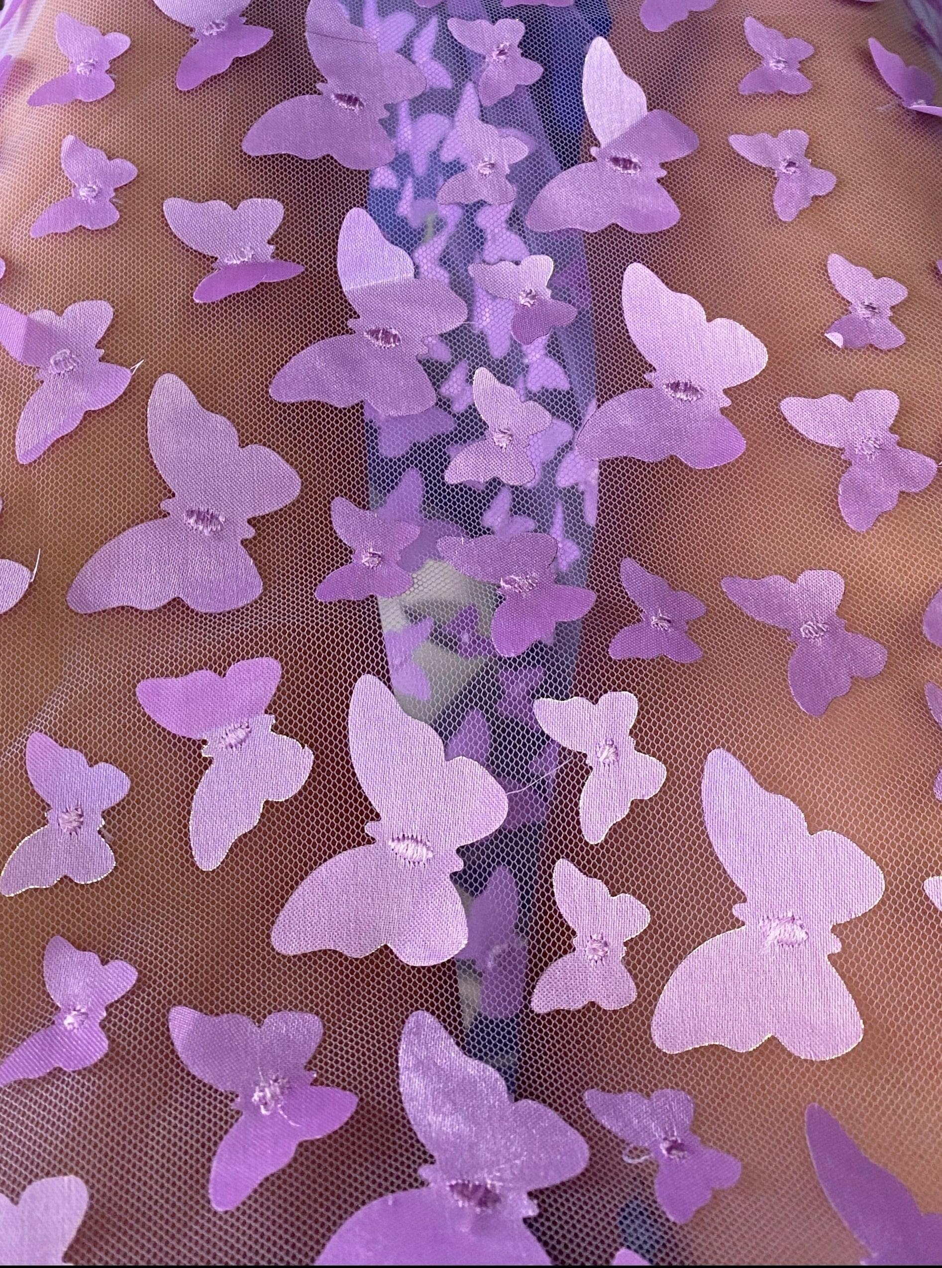 3D Lavender Butterfly Lace
