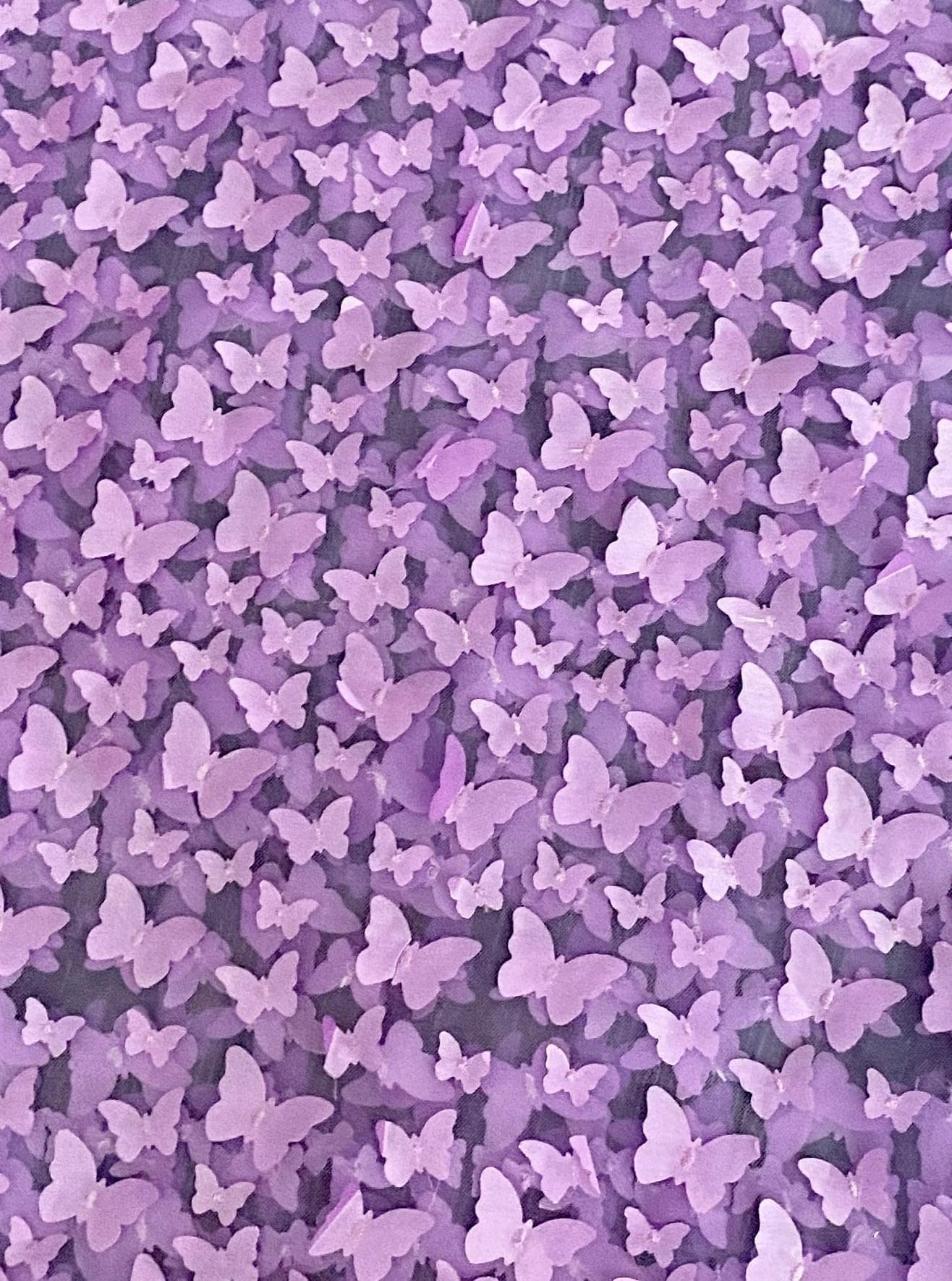 3D Lavender Butterfly Lace