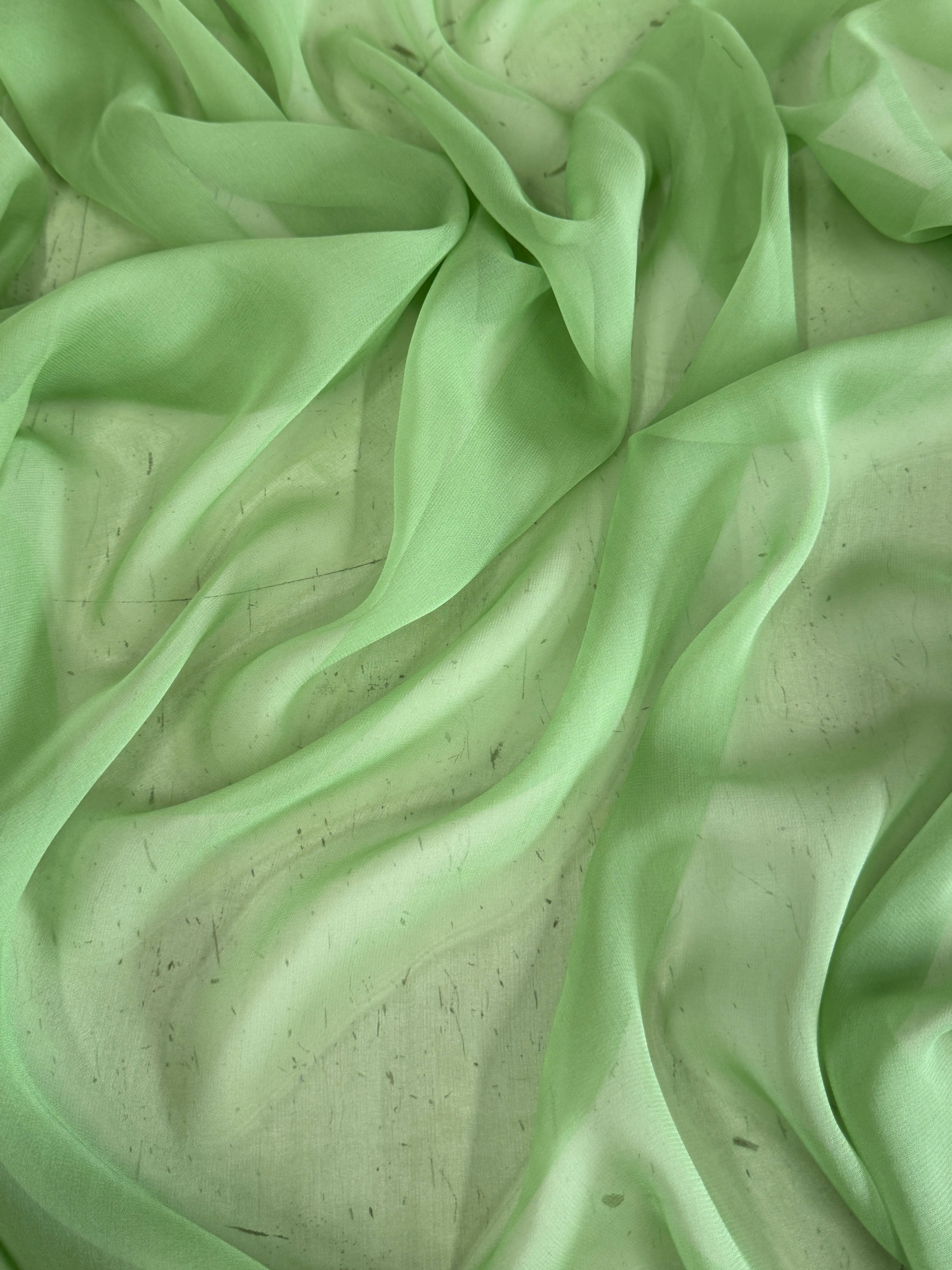 Apple Green Italian Silk Chiffon, Silk Chiffon Fabric, Pure Silk Chiffon, Luxury Silk Fabric, Lightweight Silk Fabric, Sheer Silk Fabric, Designer Silk Fabric, High End Silk Fabric