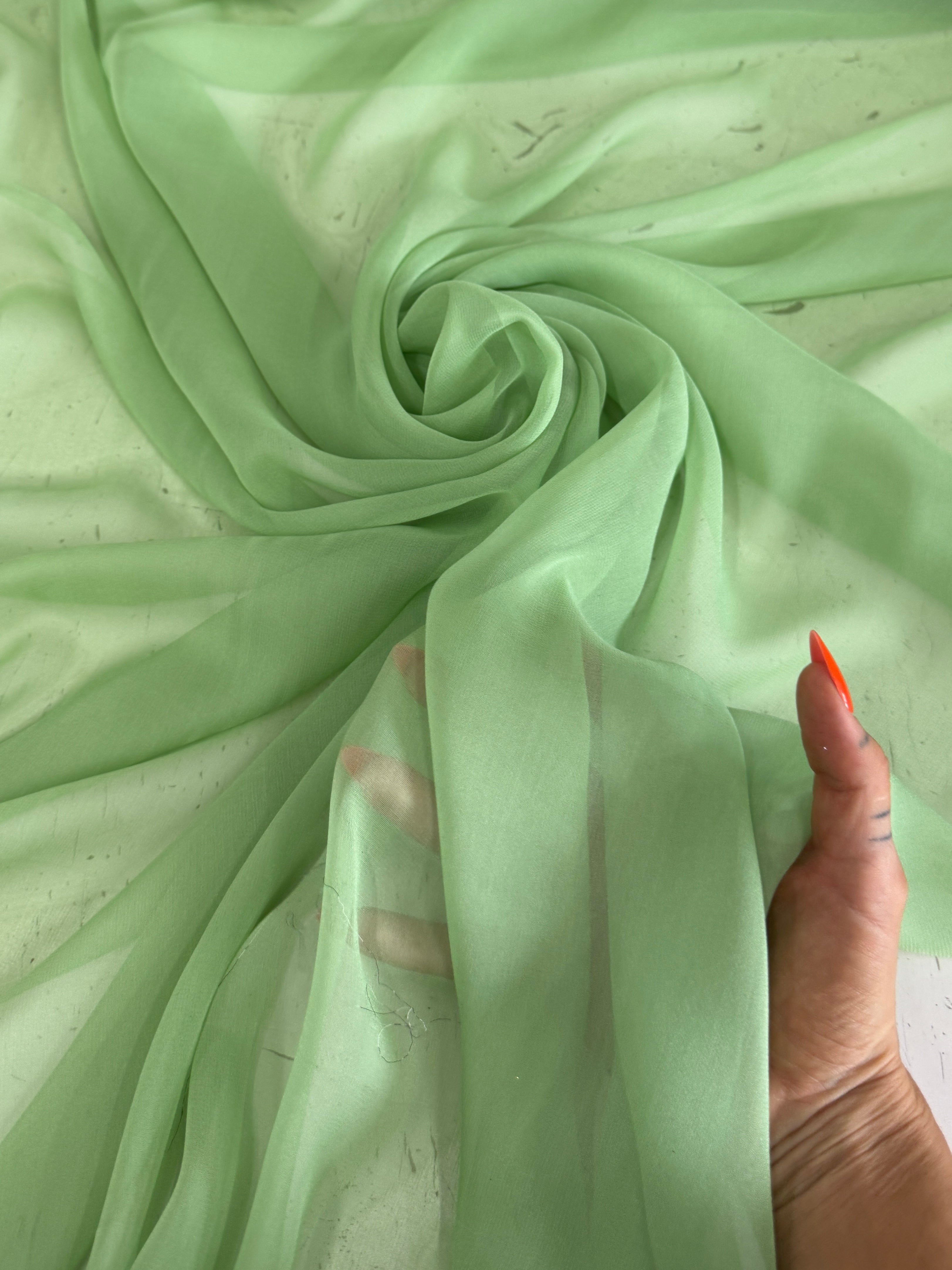 Apple Green Italian Silk Chiffon, Kiki Sewing Store, Kiki Luxury Fabric, Cheap Fabric Store, Kiki Textiles, Kiki Textile by the Yard, Kiki Textile USA