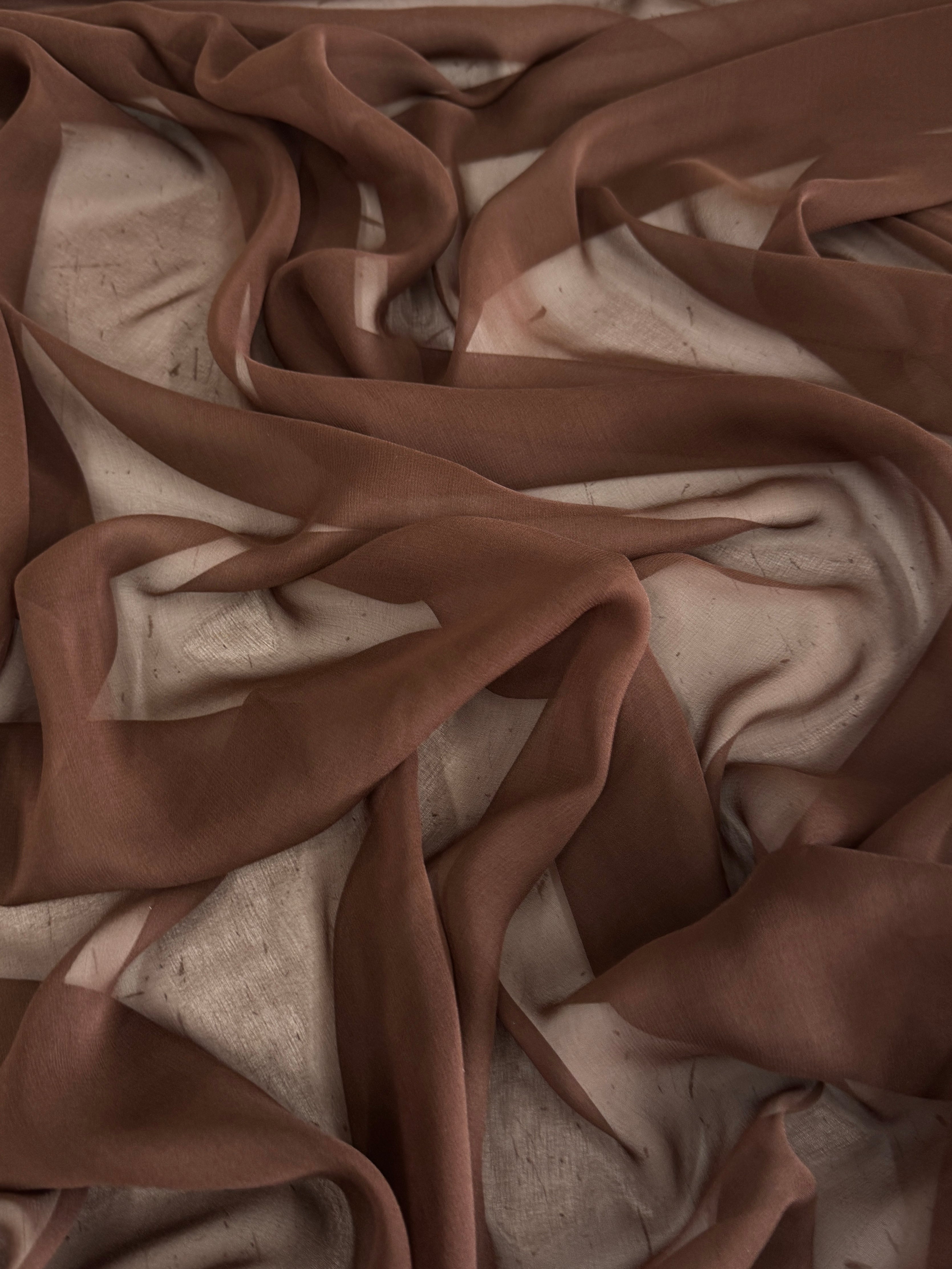 Chocolate Brown Italian Silk Chiffon, Silk Chiffon Fabric, Pure Silk Chiffon, Luxury Silk Fabric, Lightweight Silk Fabric, Sheer Silk Fabric, Designer Silk Fabric, High End Silk Fabric