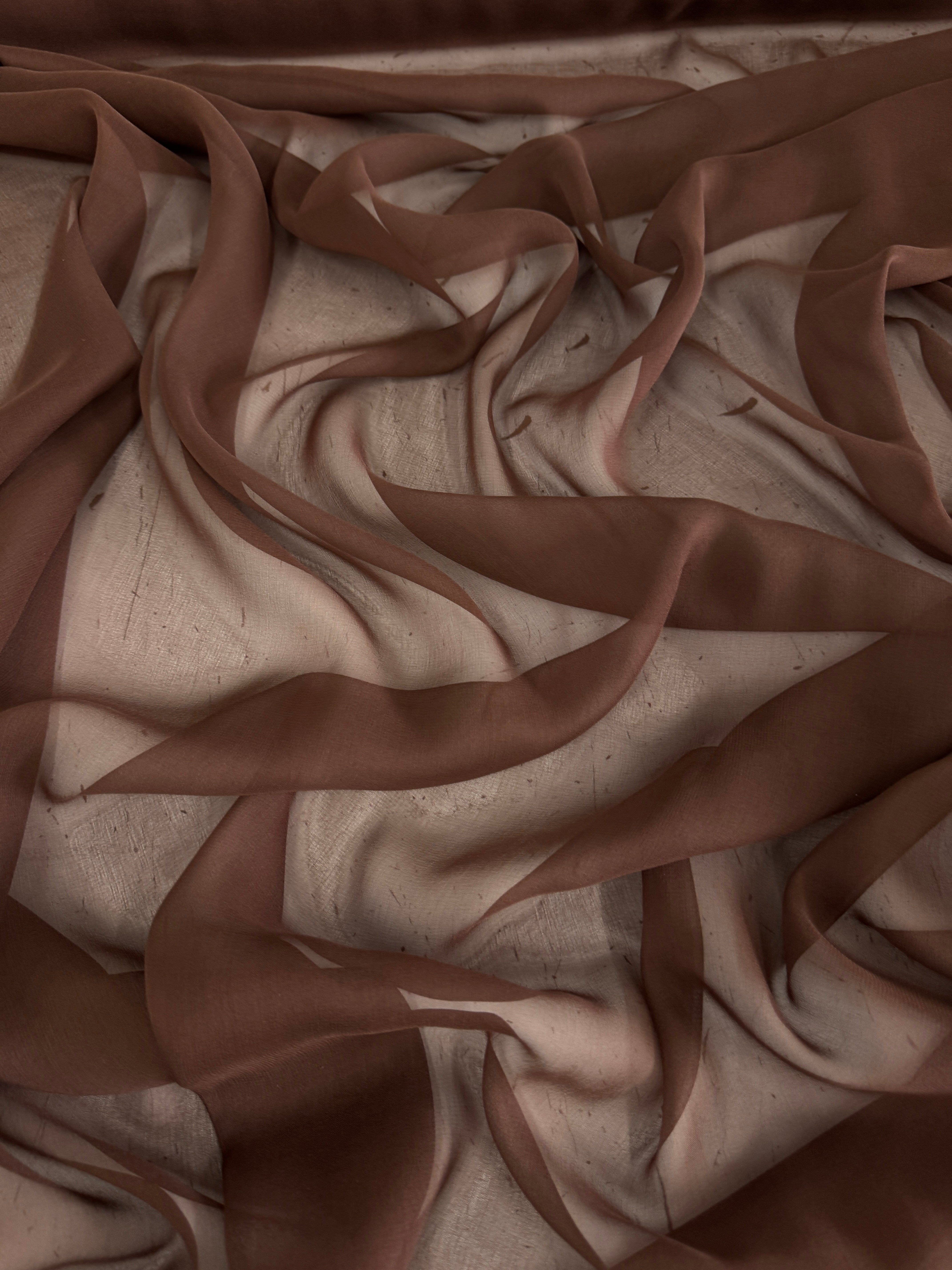 Chocolate Brown Italian Silk Chiffon, Silk Chiffon Fabric, Pure Silk Chiffon, Luxury Silk Fabric, Lightweight Silk Fabric, Sheer Silk Fabric, Designer Silk Fabric, High End Silk Fabric