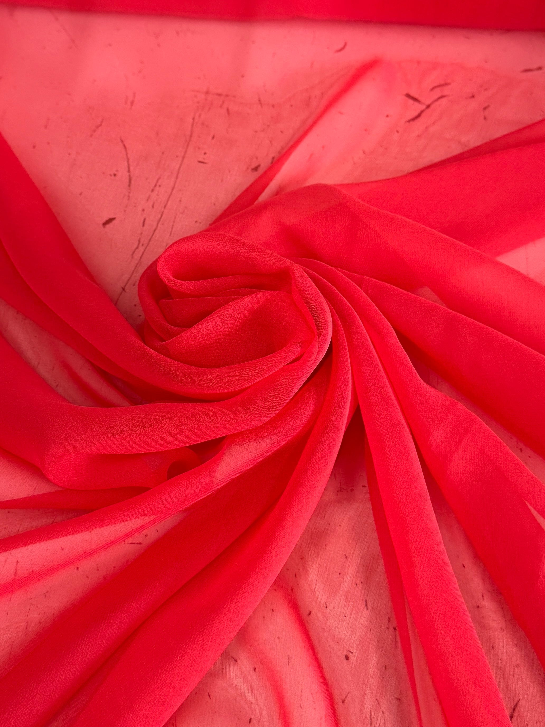 Vibrant Red Silk Chiffon, Kiki Sewing Store, Kiki Luxury Fabric, Cheap Fabric Store, Kiki Textiles, Kiki Textile by the Yard, Kiki Textile USA