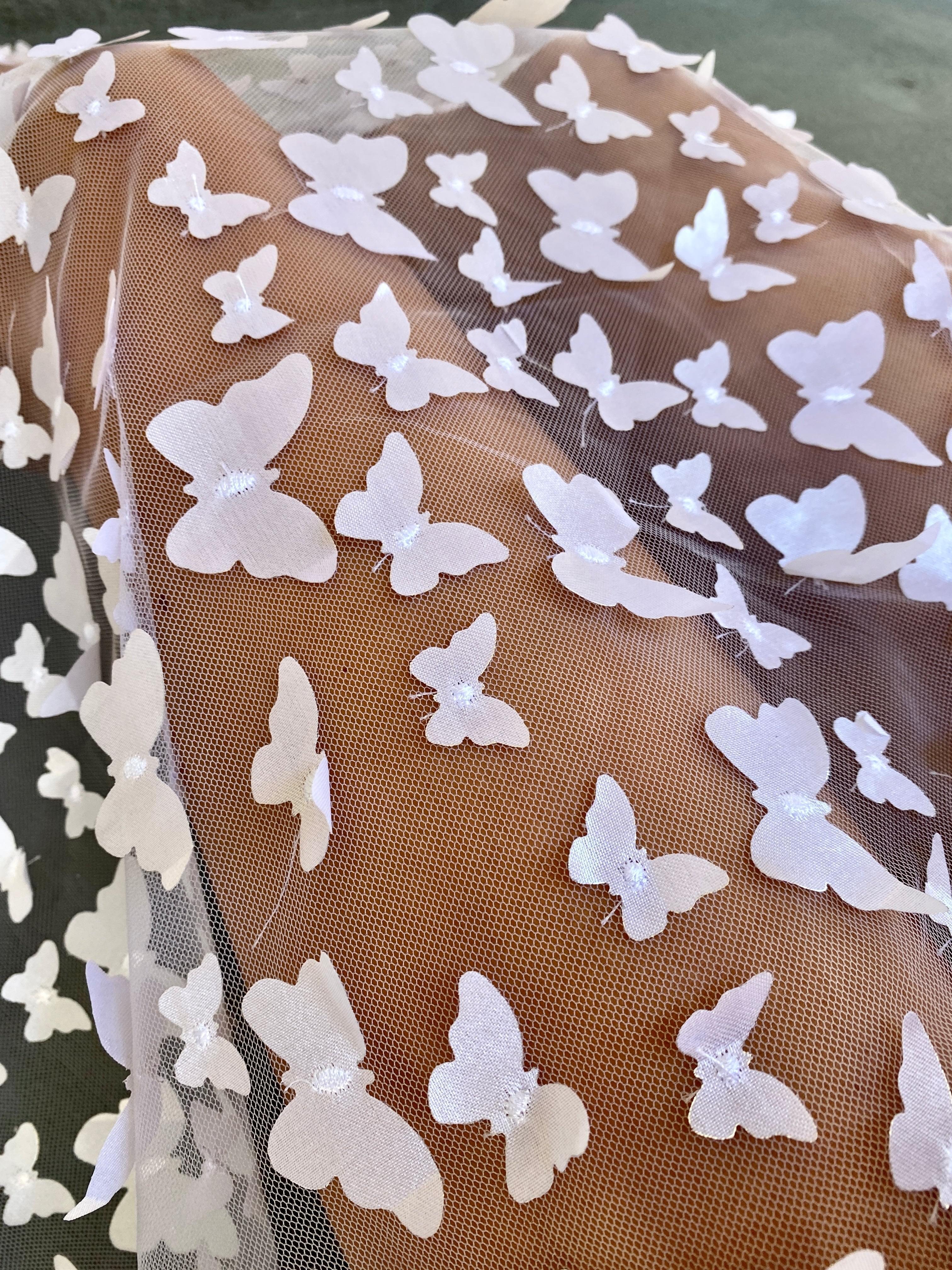 3D White Butterfly Lace