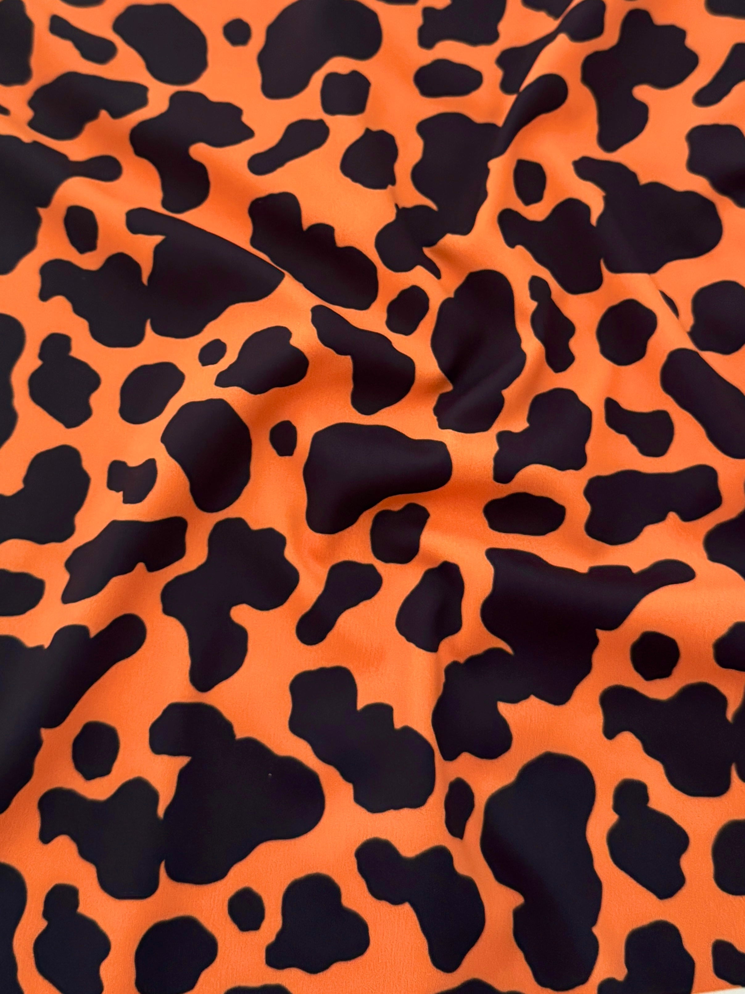 Orange Leopard Print Nylon Spandex, Halloween Spandex, Halloween Fabric, Spandex Fabric, Nylon Spandex, Stretch Fabric, 4 Way Stretch, Spooky Fabric