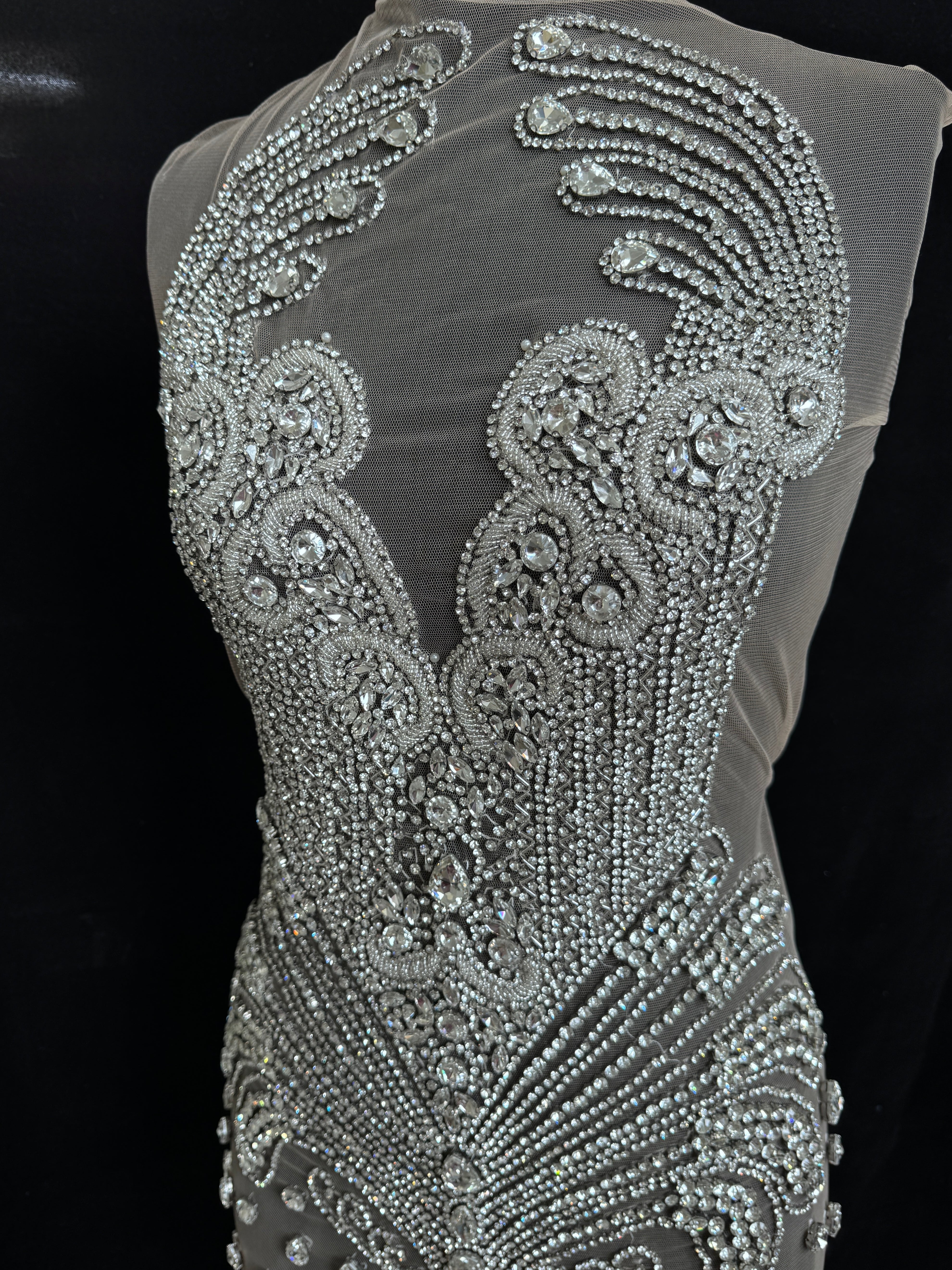 Tina Silver Rhinestones Bodice Applique