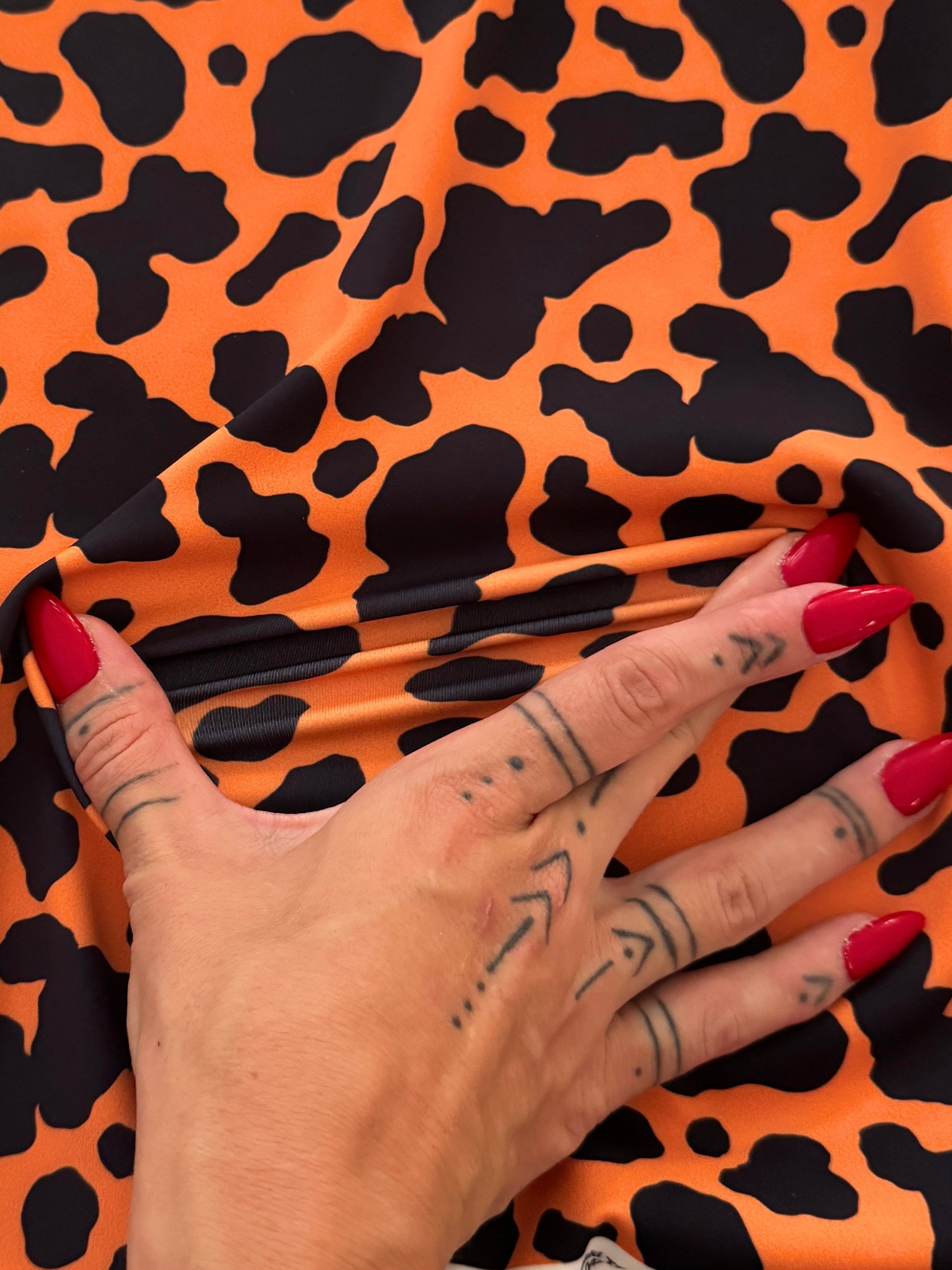 Orange Leopard Print Nylon Spandex, Kiki Sewing Store, Kiki Luxury Fabric, Cheap Fabric Store, Kiki Textiles, Kiki Textile by the Yard, Kiki Textile USA