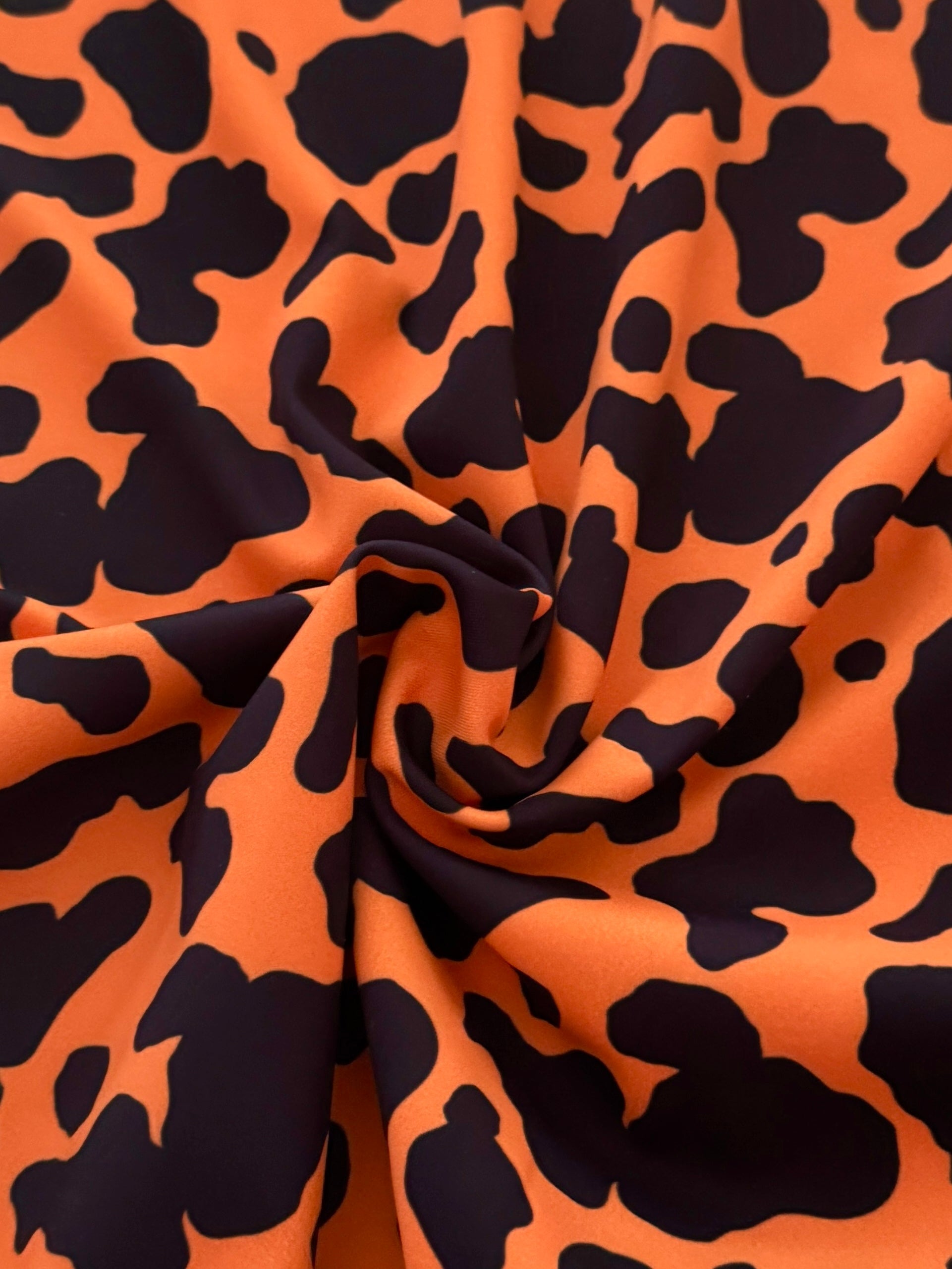 Orange Leopard Print Nylon Spandex, Halloween Spandex, Halloween Fabric, Spandex Fabric, Nylon Spandex, Stretch Fabric, 4 Way Stretch, Spooky Fabric