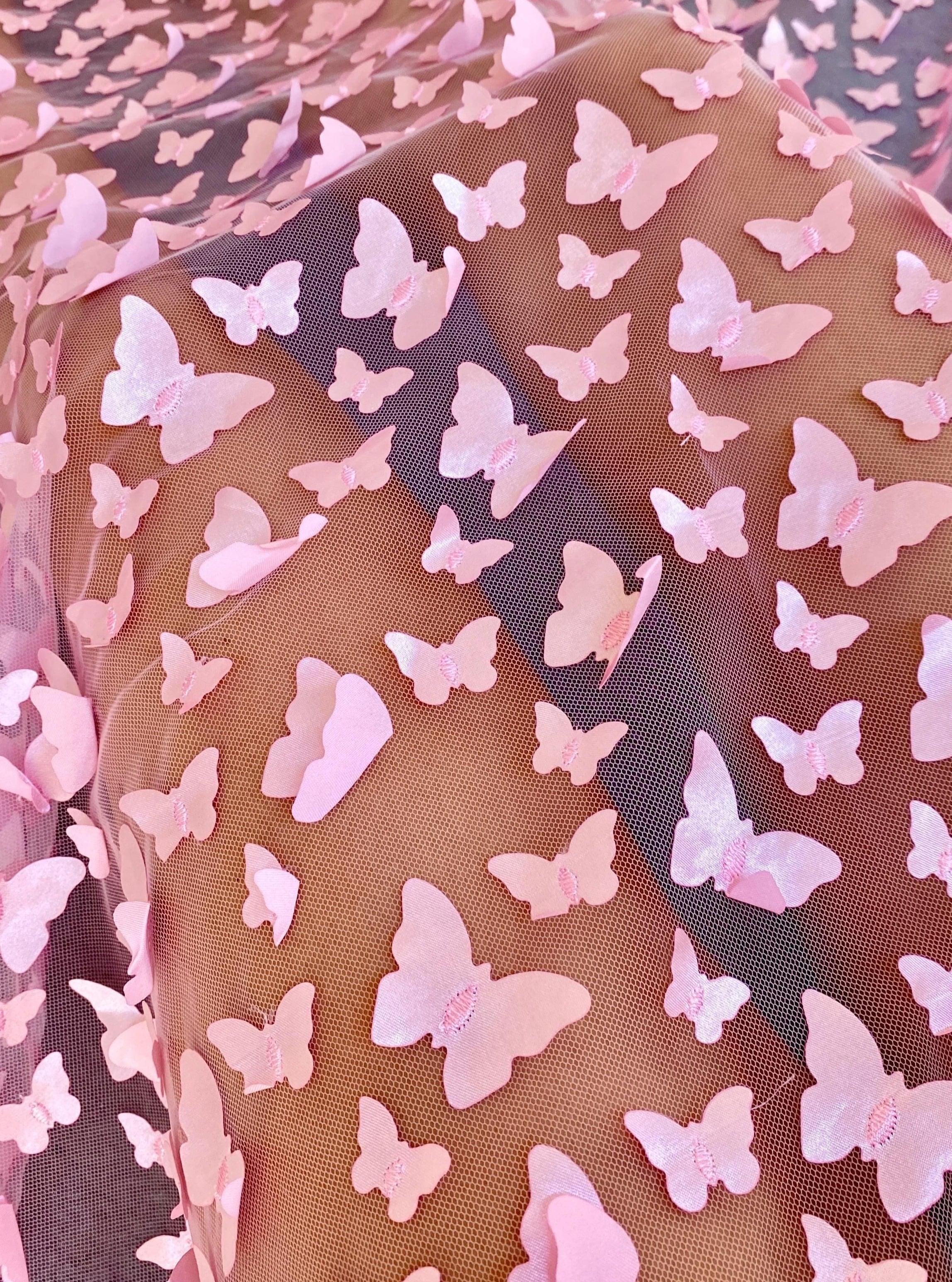 3D Baby Pink Butterfly Lace