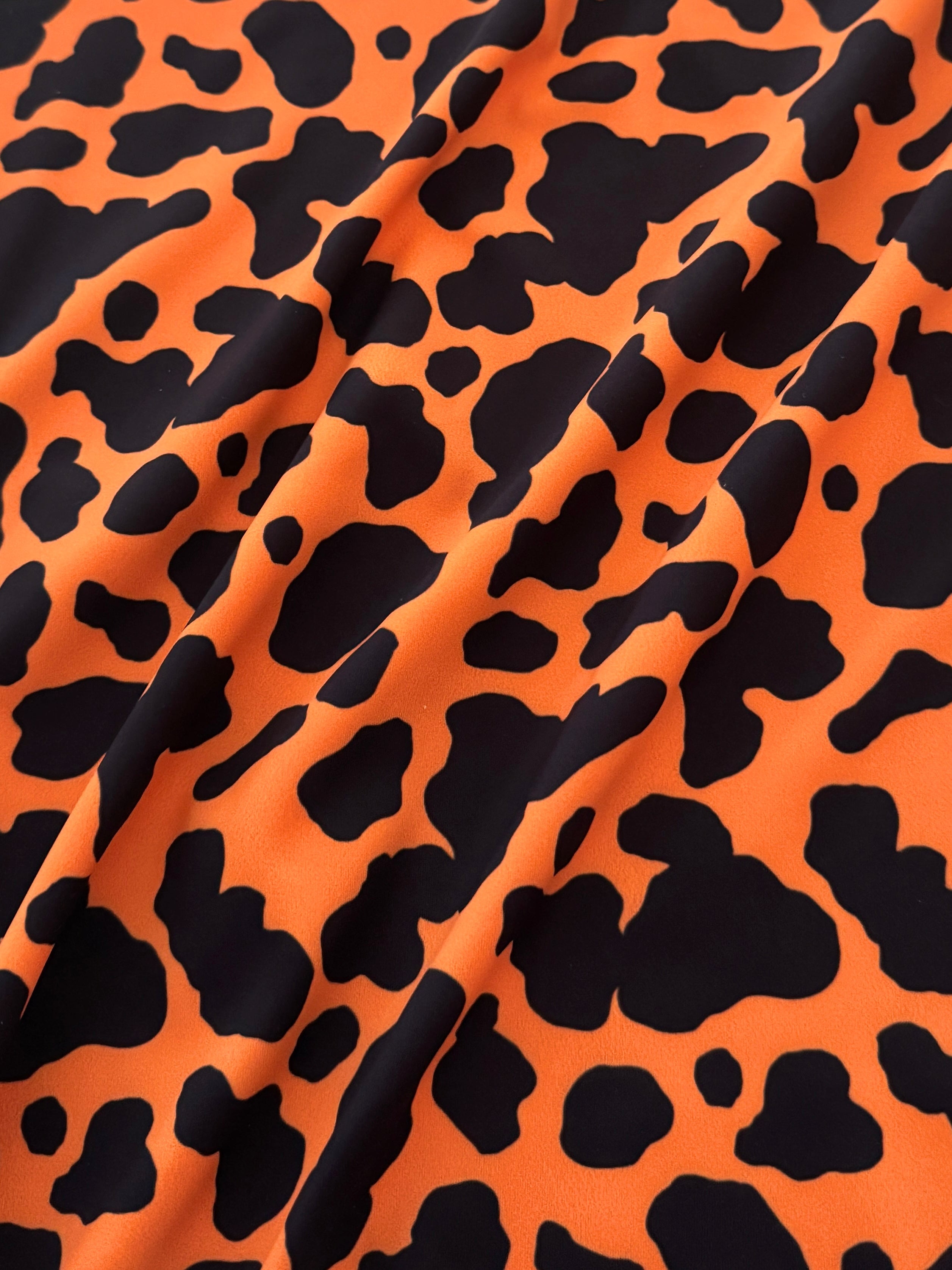 Orange Leopard Print Nylon Spandex, Halloween Spandex, Halloween Fabric, Spandex Fabric, Nylon Spandex, Stretch Fabric, 4 Way Stretch, Spooky Fabric