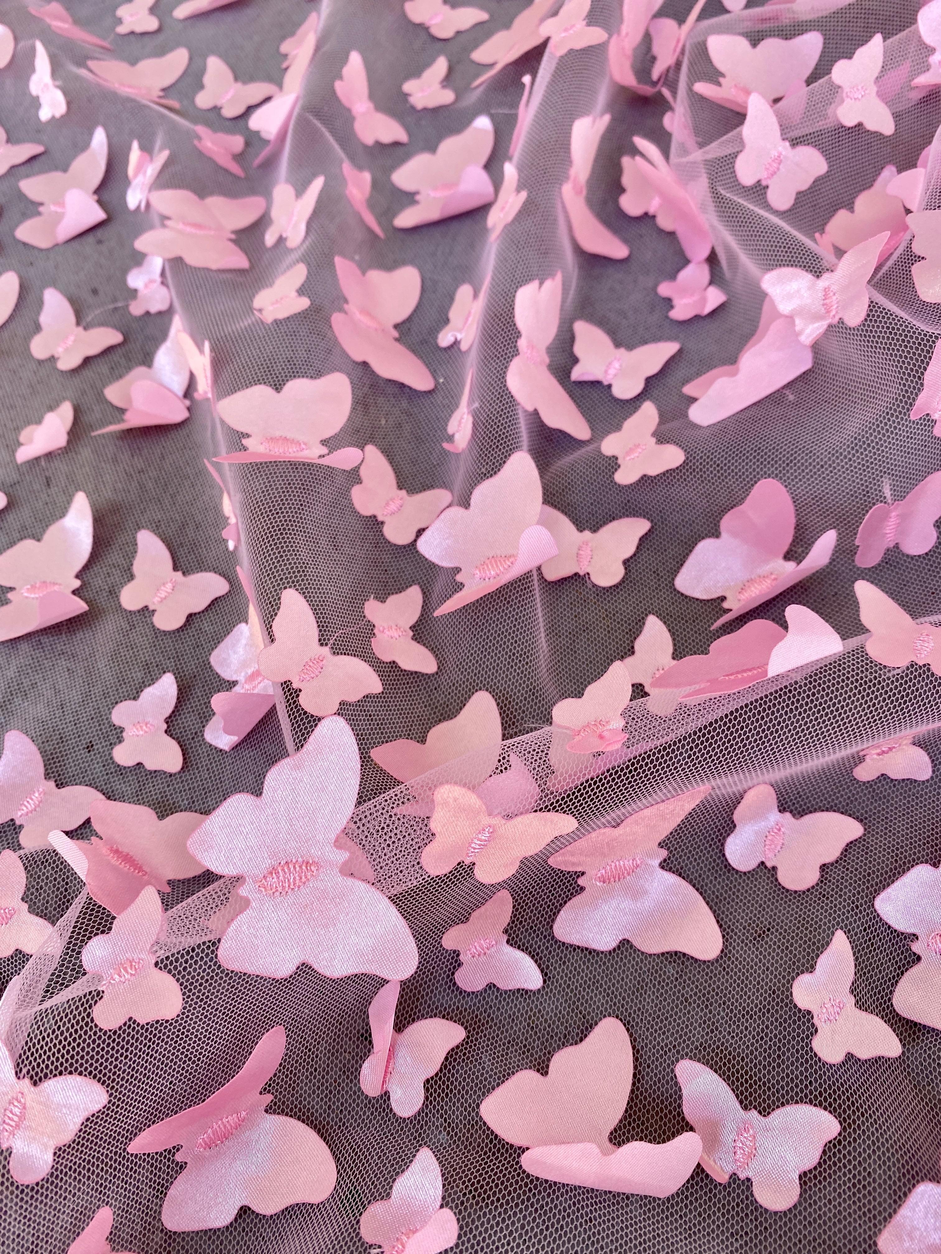 3D Baby Pink Butterfly Lace