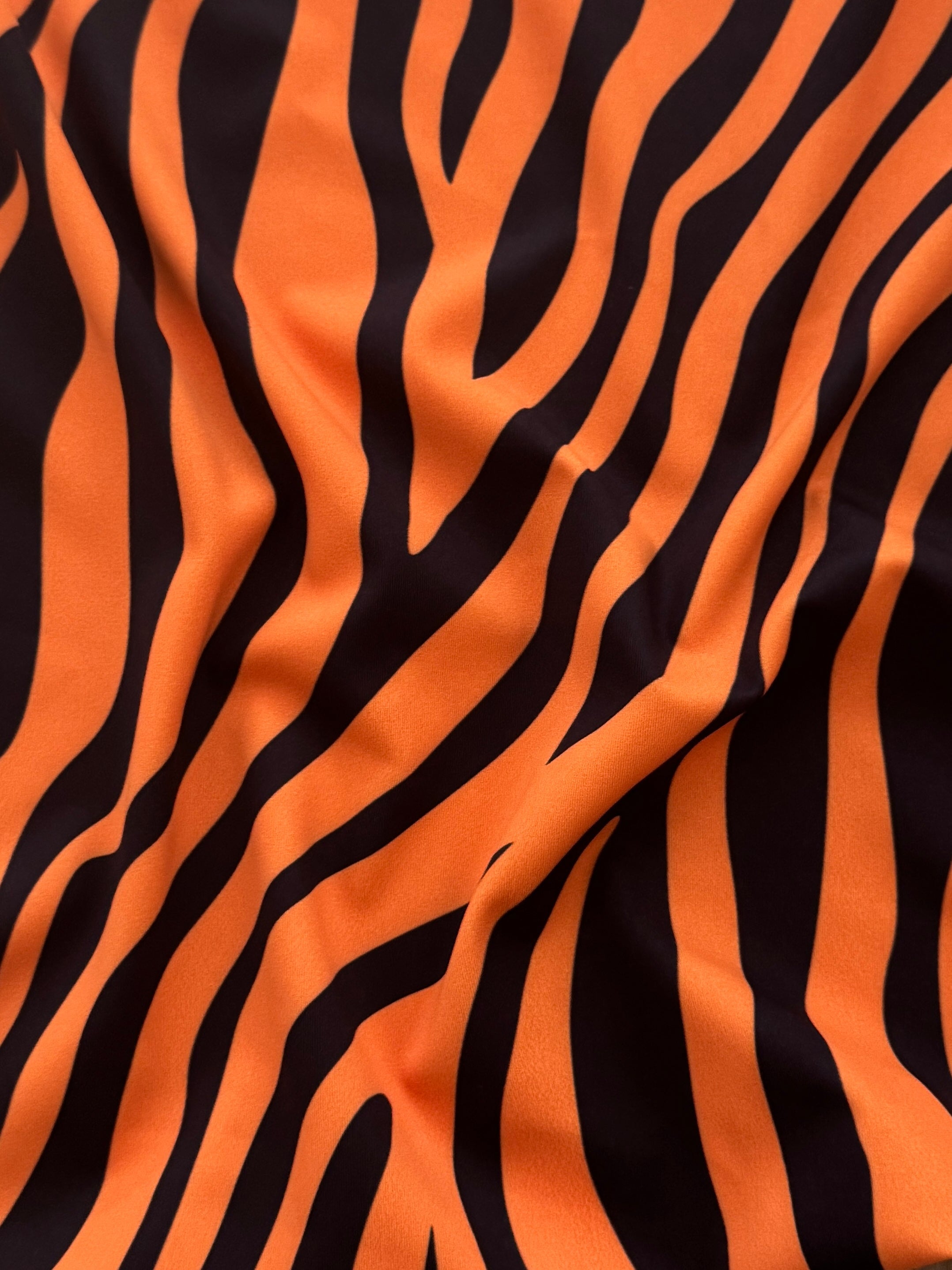 Orange Zebra Stripe Print Nylon Spandex, Kiki Sewing Store, Kiki Luxury Fabric, Cheap Fabric Store, Kiki Textiles, Kiki Textile by the Yard, Kiki Textile USA